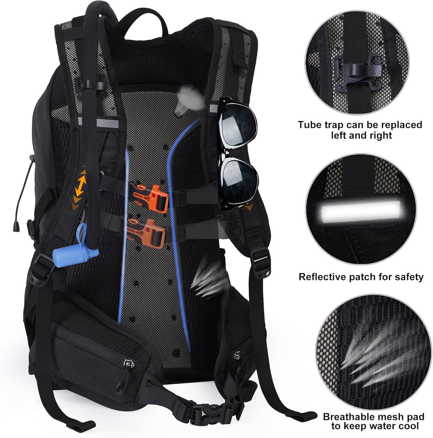 imageHydration Backpack 3L Water Bladder Hiking Water Backpack with Rain Cover Insulation Hydration Daypack Rucksack for Cycling01 Black
