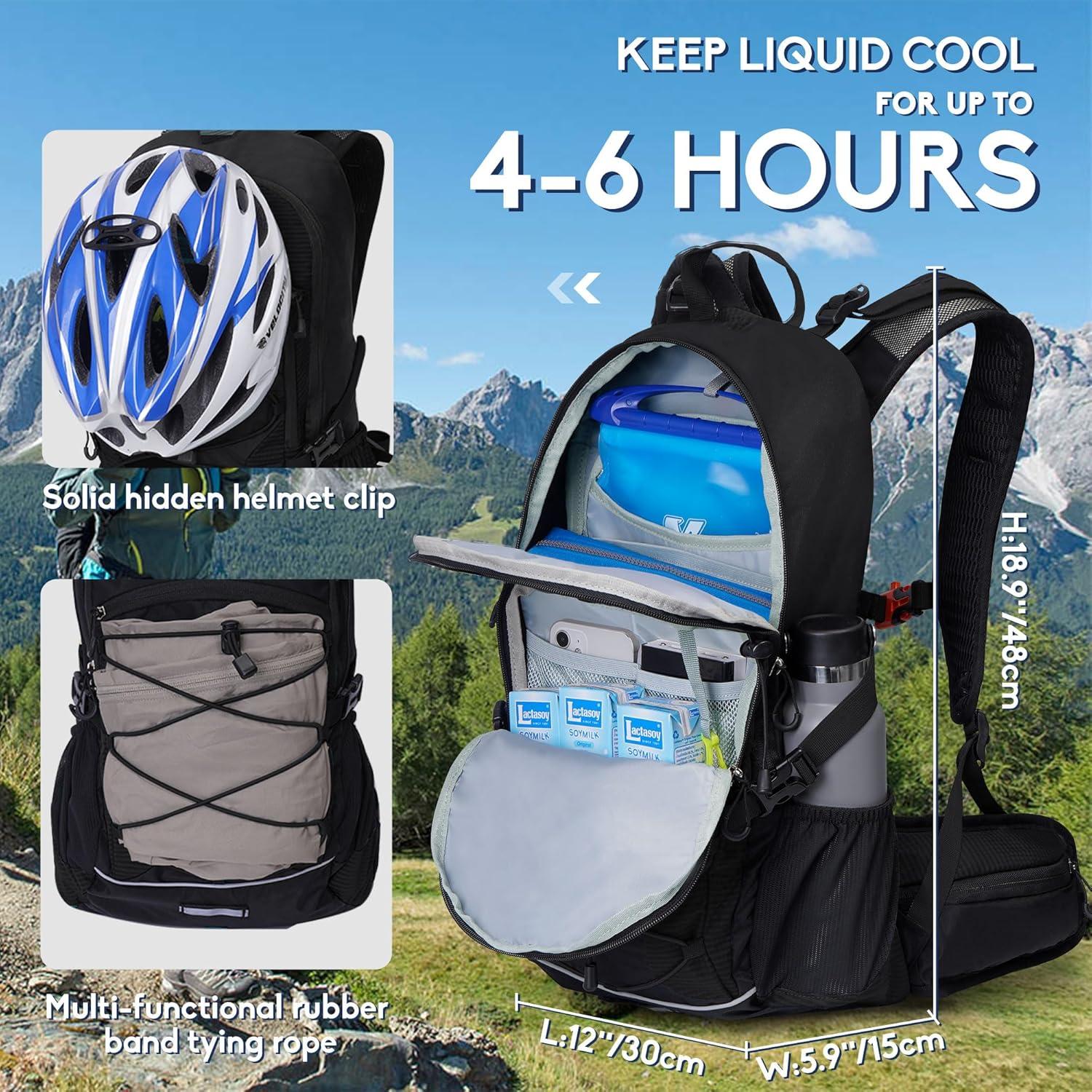 imageHydration Backpack 3L Water Bladder Hiking Water Backpack with Rain Cover Insulation Hydration Daypack Rucksack for Cycling01 Black