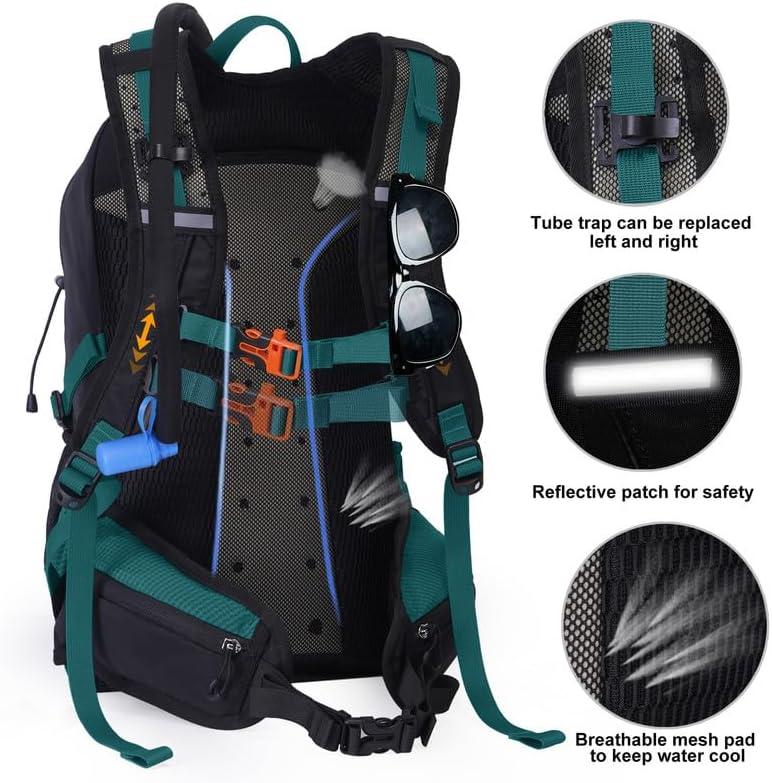 imageHydration Backpack 3L Water Bladder Hiking Water Backpack with Rain Cover Insulation Hydration Daypack Rucksack for Cycling03 Lake Green