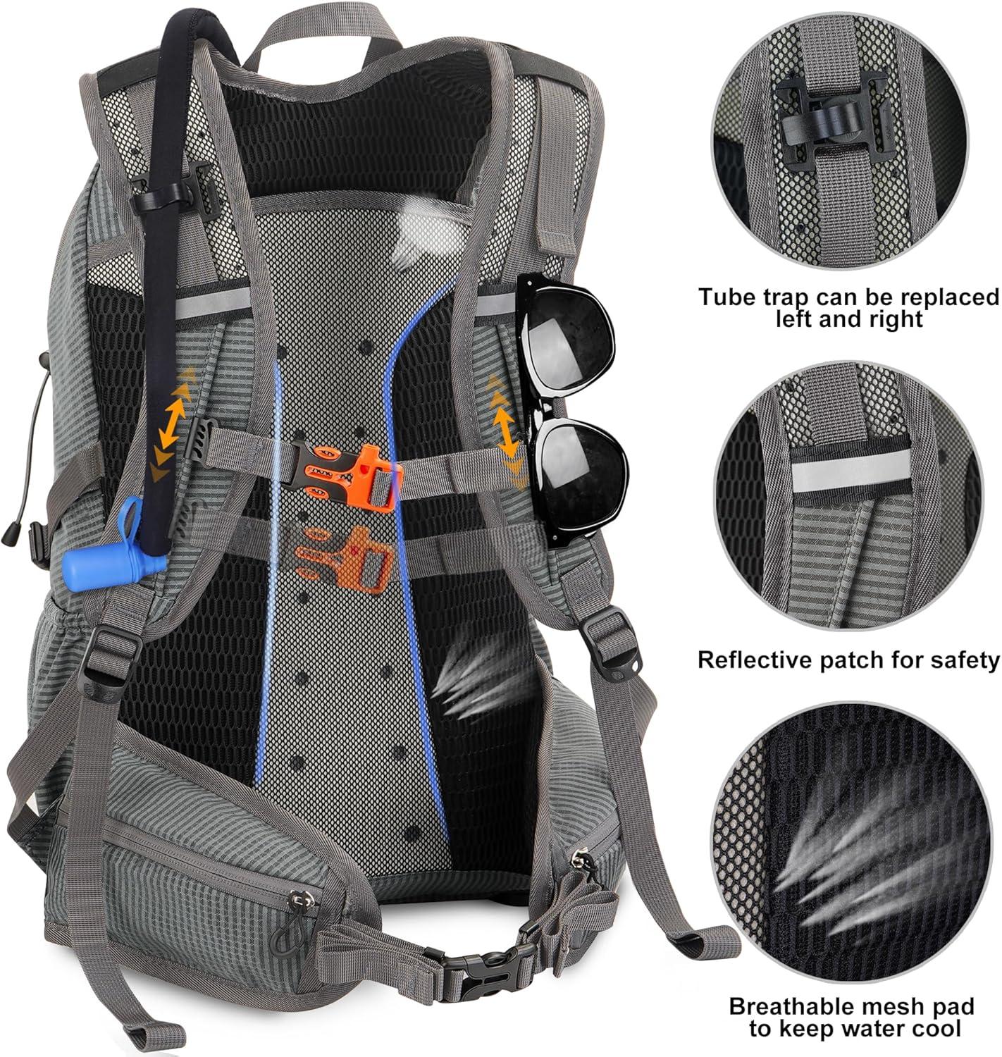 imageHydration Backpack 3L Water Bladder Hiking Water Backpack with Rain Cover Insulation Hydration Daypack Rucksack for Cyclinggray