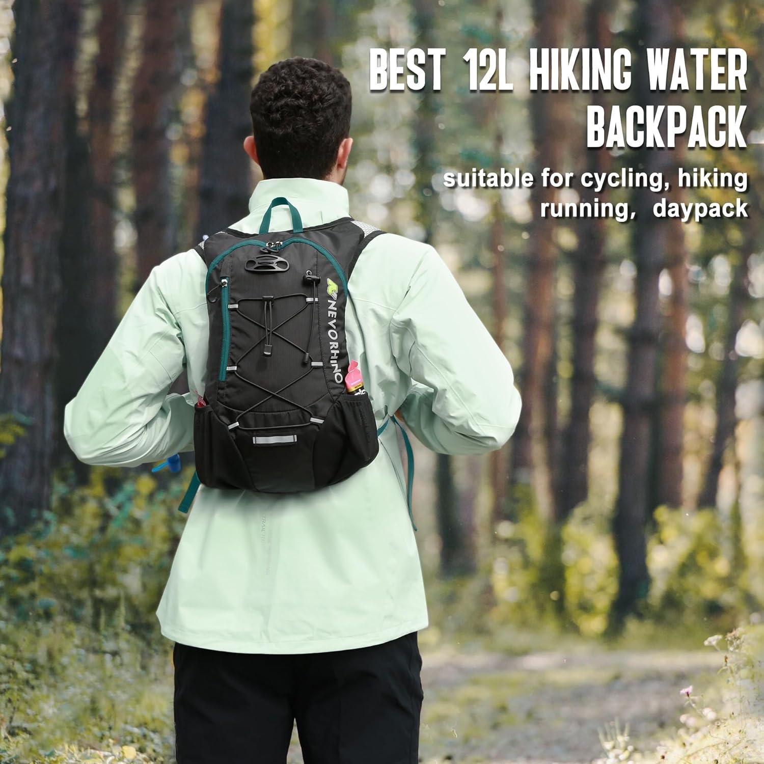 imageLightweight Hydration Backpack Running Backpack with 2L Water Bladder Hydro Water Daypack for Cycling Hiking Rave for Men Women12L Green