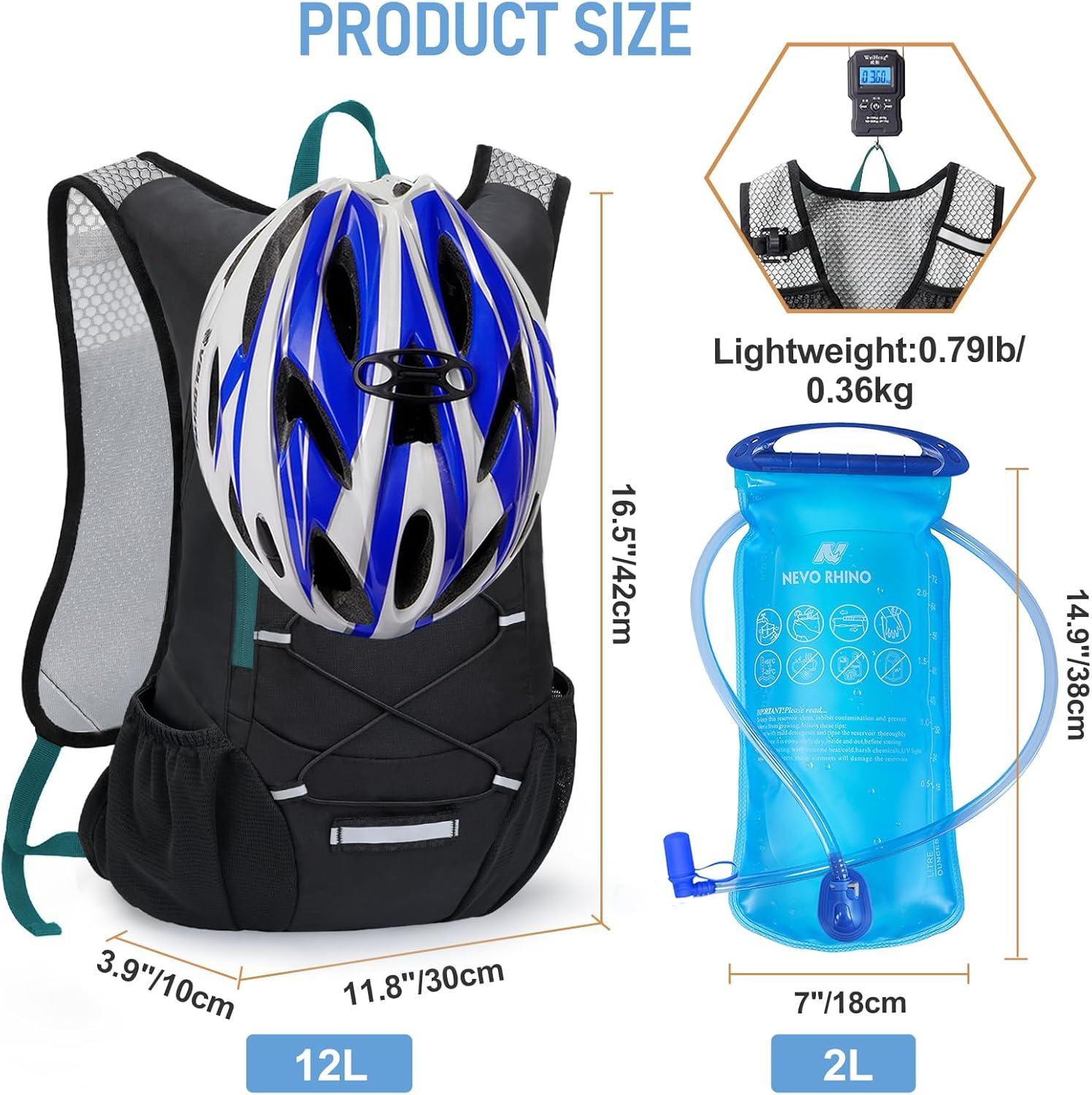 imageLightweight Hydration Backpack Running Backpack with 2L Water Bladder Hydro Water Daypack for Cycling Hiking Rave for Men Women12L Green