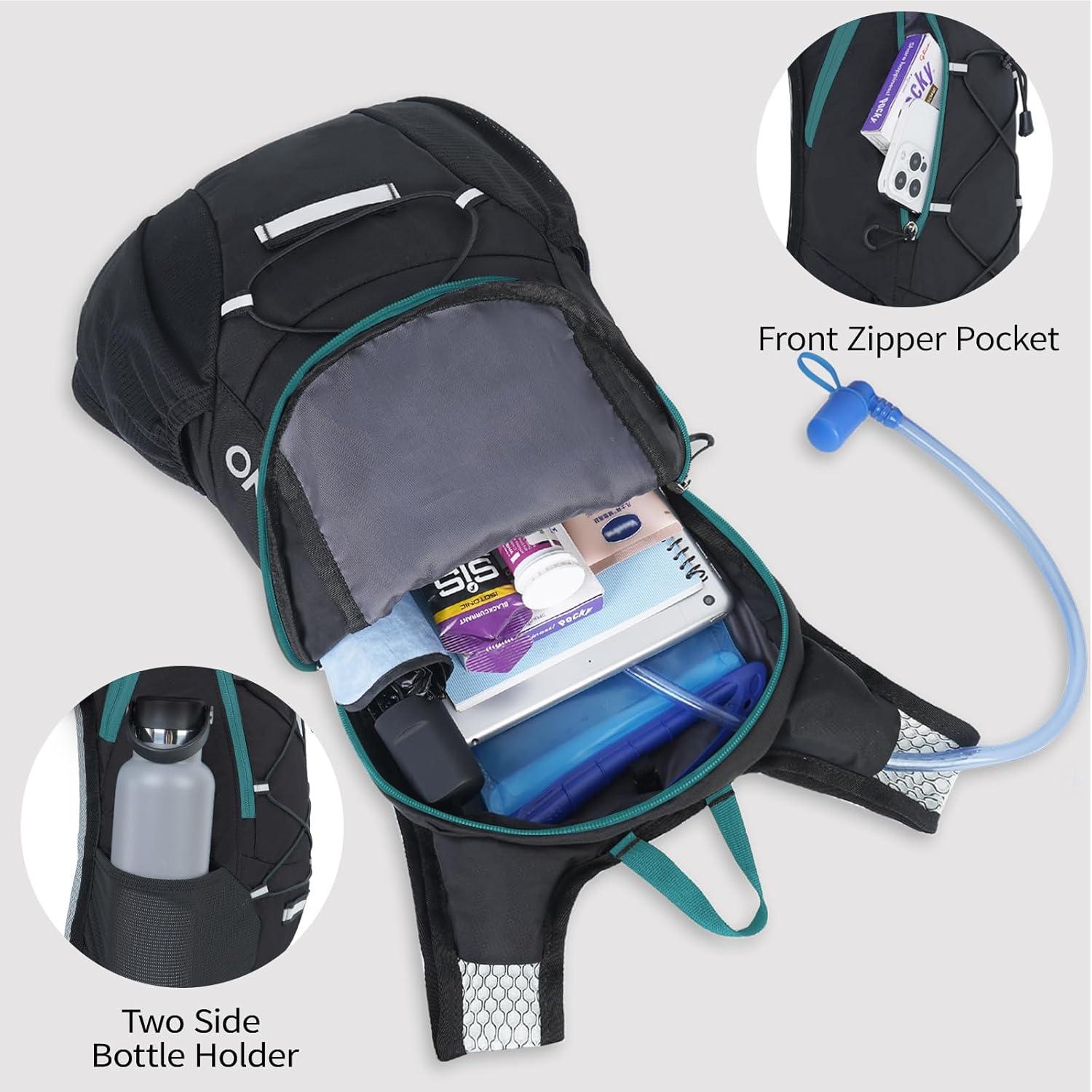 imageLightweight Hydration Backpack Running Backpack with 2L Water Bladder Hydro Water Daypack for Cycling Hiking Rave for Men Women12L Green
