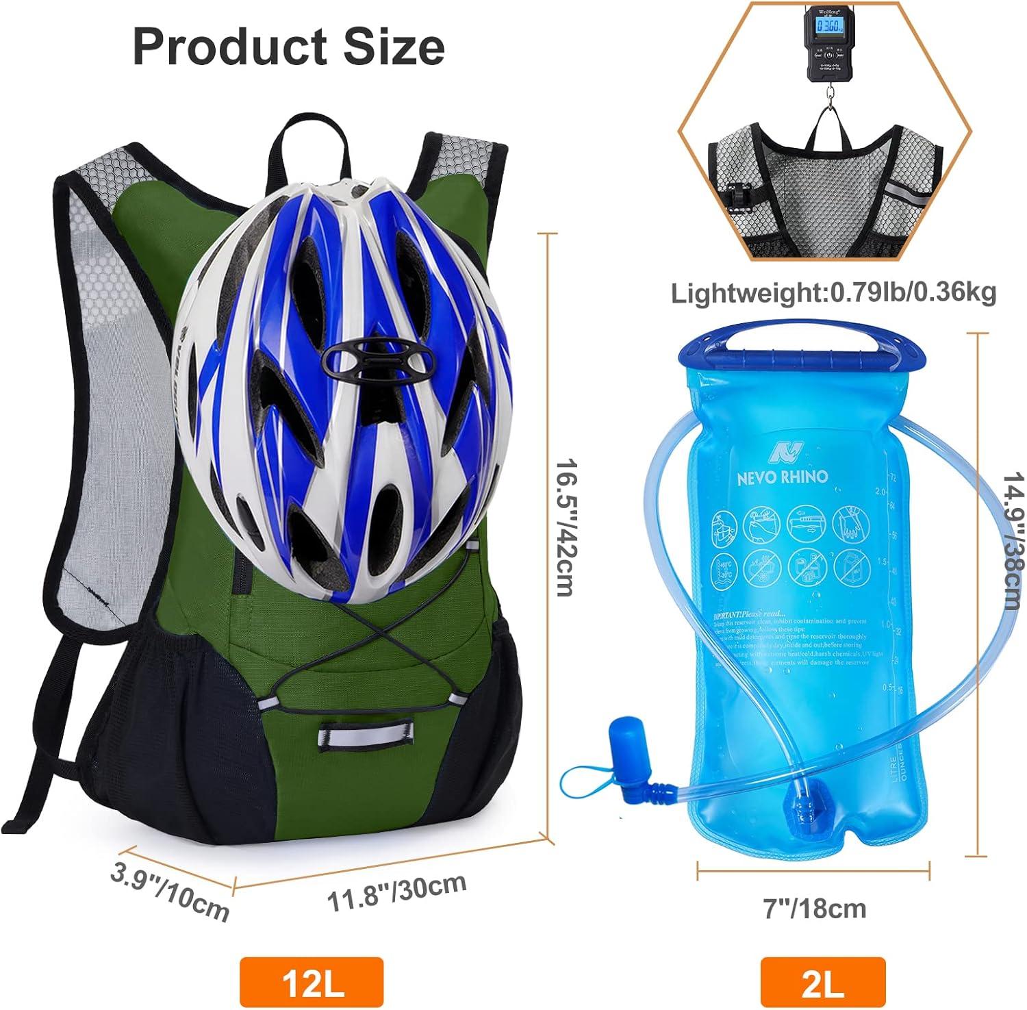 imageLightweight Hydration Backpack Running Backpack with 2L Water Bladder Hydro Water Daypack for Cycling Hiking Rave for Men WomenArmy Green2