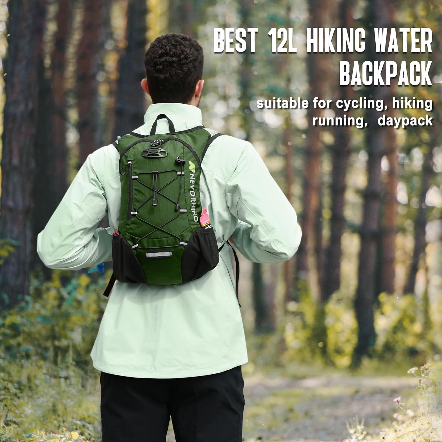 imageLightweight Hydration Backpack Running Backpack with 2L Water Bladder Hydro Water Daypack for Cycling Hiking Rave for Men WomenArmy Green2