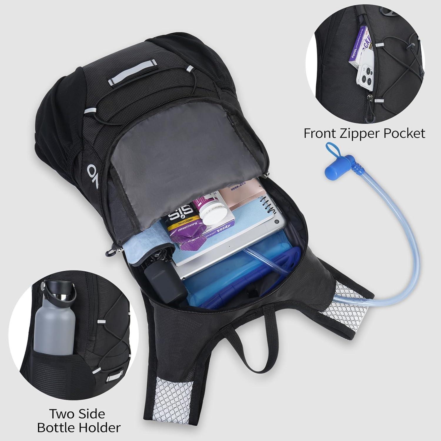 imageLightweight Hydration Backpack Running Backpack with 2L Water Bladder Hydro Water Daypack for Cycling Hiking Rave for Men WomenBlack