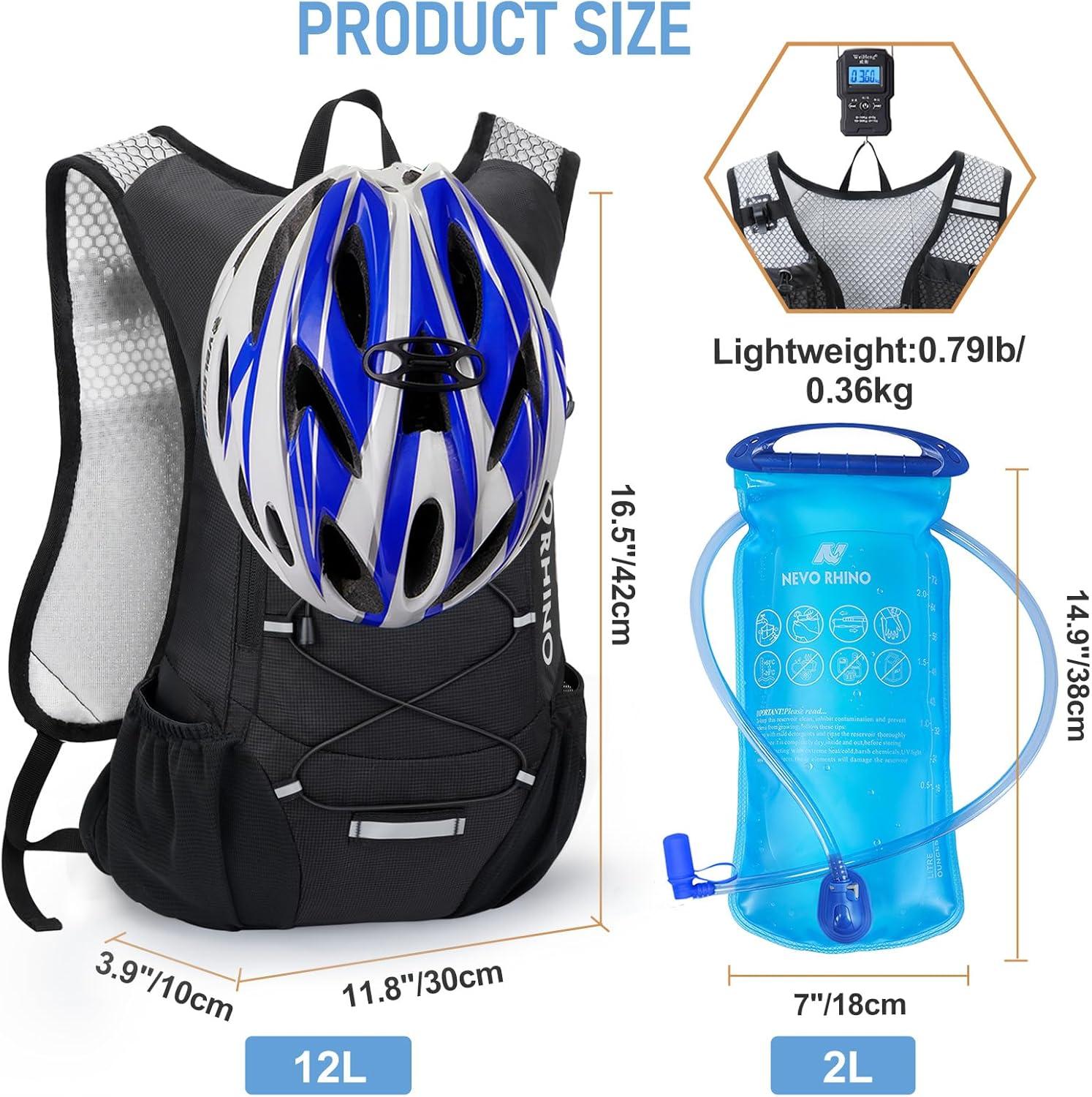 imageLightweight Hydration Backpack Running Backpack with 2L Water Bladder Hydro Water Daypack for Cycling Hiking Rave for Men WomenBlack