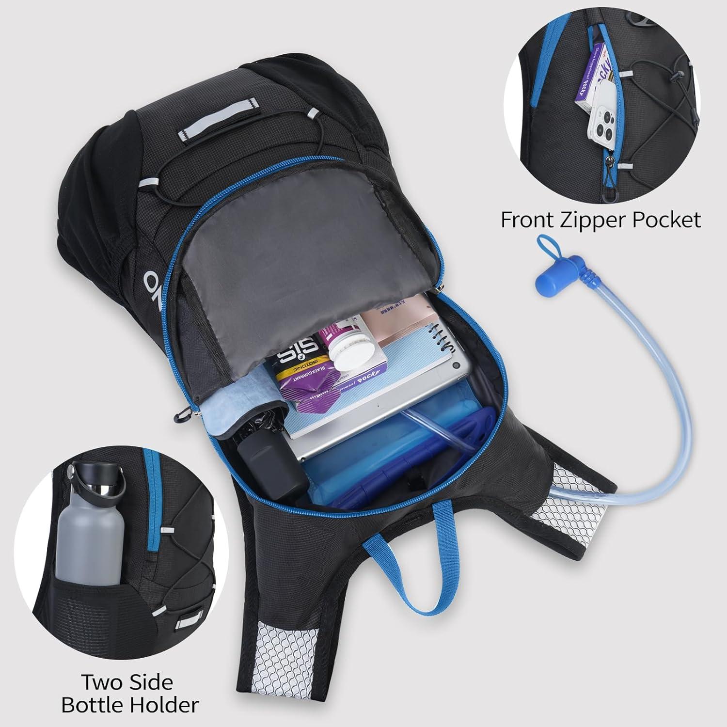 imageLightweight Hydration Backpack Running Backpack with 2L Water Bladder Hydro Water Daypack for Cycling Hiking Rave for Men WomenBlue