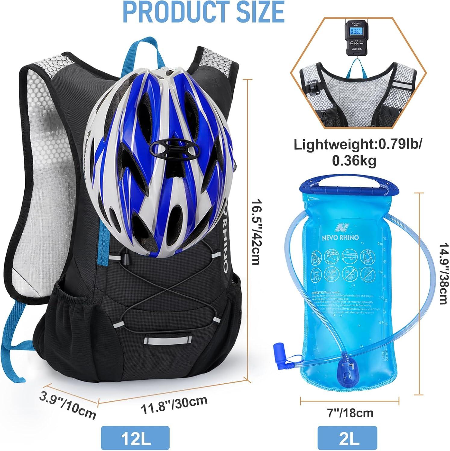 imageLightweight Hydration Backpack Running Backpack with 2L Water Bladder Hydro Water Daypack for Cycling Hiking Rave for Men WomenBlue