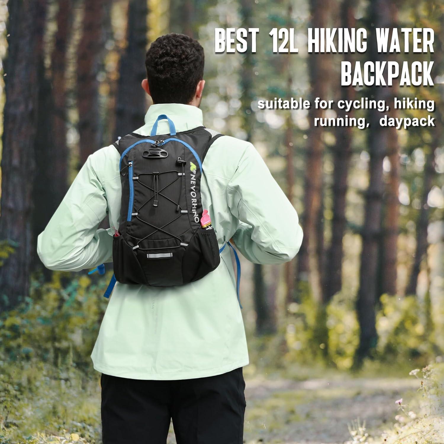 imageLightweight Hydration Backpack Running Backpack with 2L Water Bladder Hydro Water Daypack for Cycling Hiking Rave for Men WomenBlue