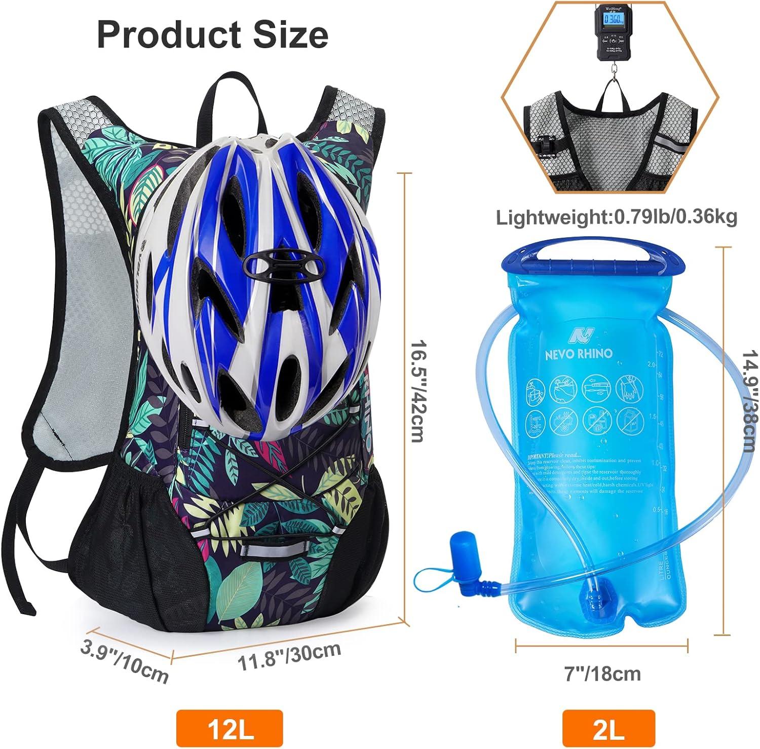 imageLightweight Hydration Backpack Running Backpack with 2L Water Bladder Hydro Water Daypack for Cycling Hiking Rave for Men WomenBlue Print2