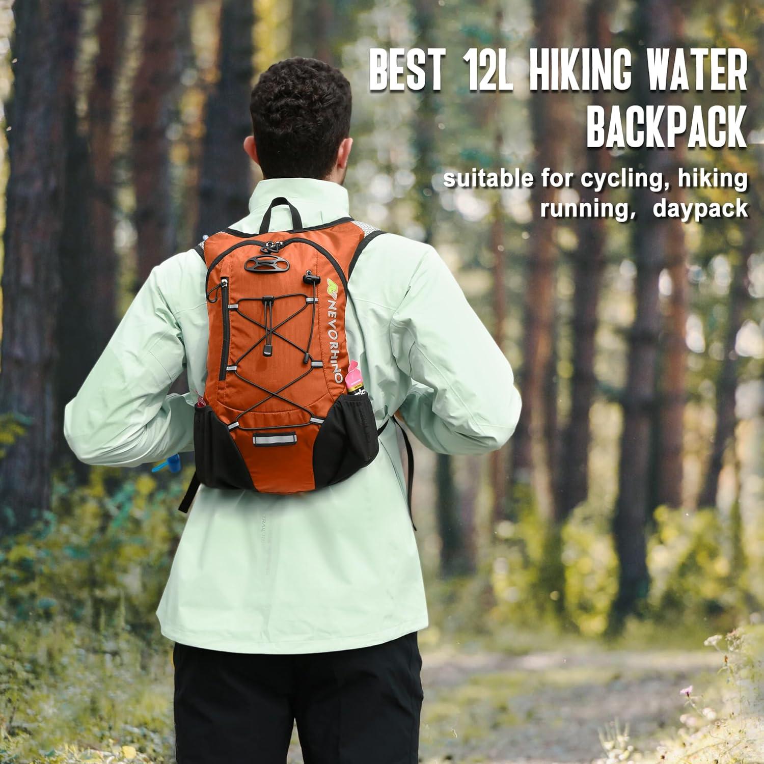 imageLightweight Hydration Backpack Running Backpack with 2L Water Bladder Hydro Water Daypack for Cycling Hiking Rave for Men WomenOrange