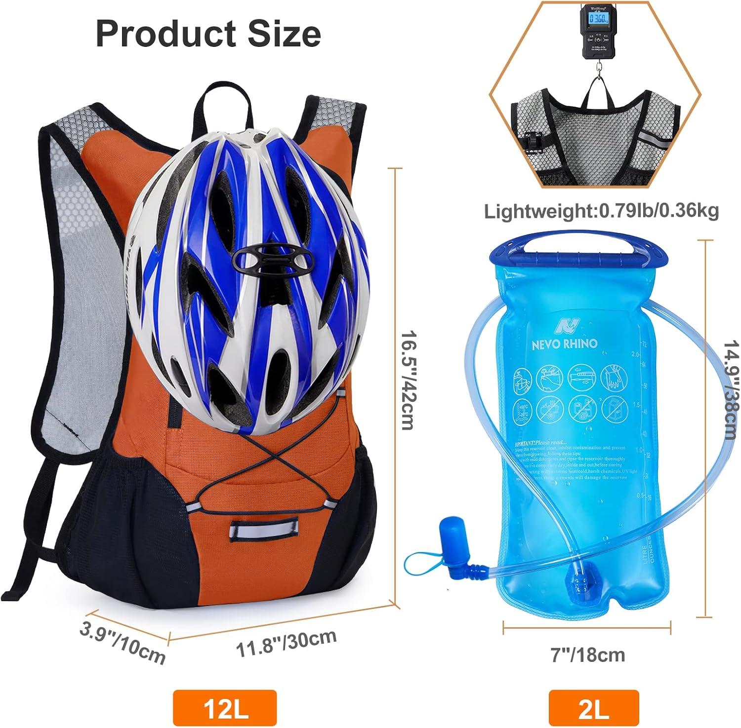 imageLightweight Hydration Backpack Running Backpack with 2L Water Bladder Hydro Water Daypack for Cycling Hiking Rave for Men WomenOrange