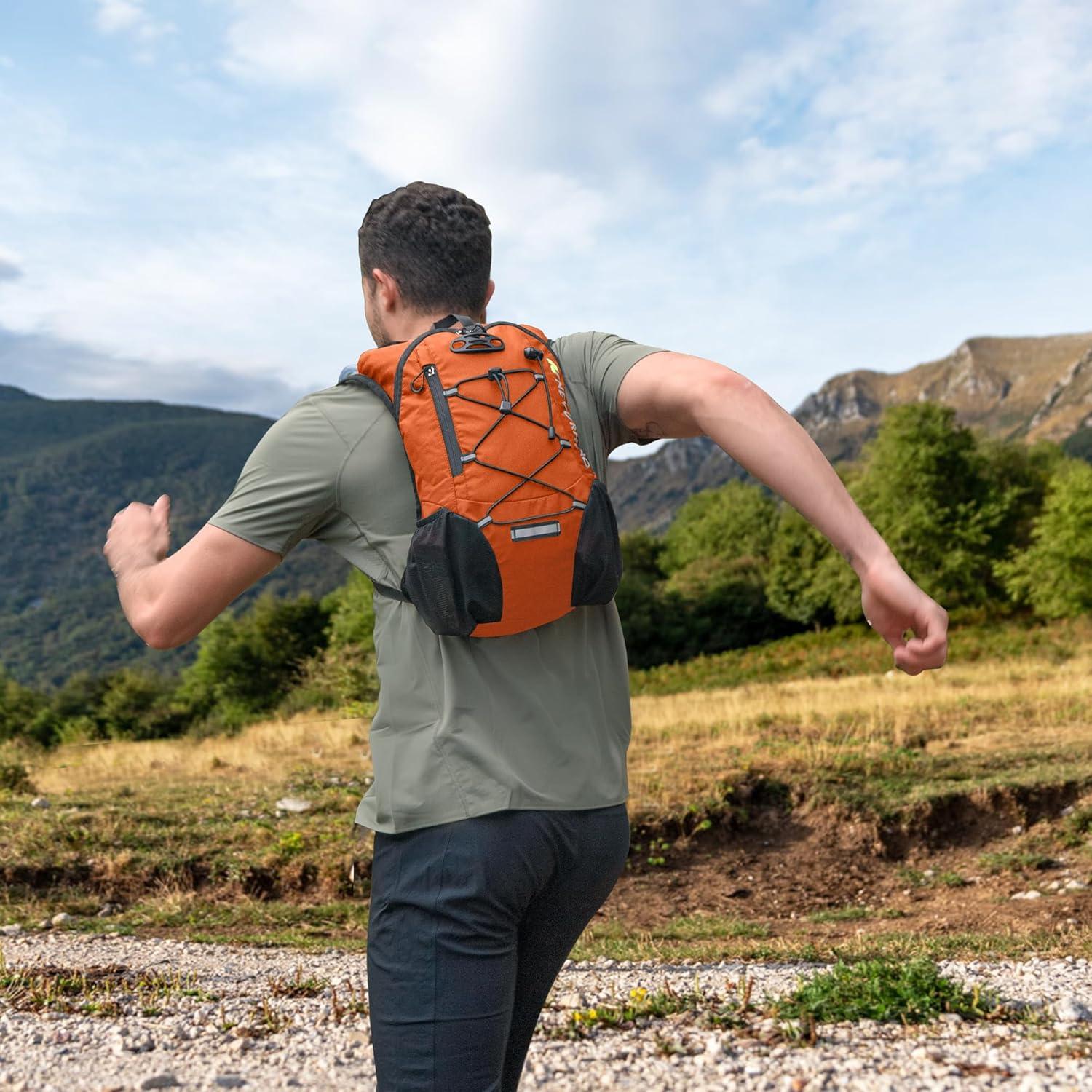 imageLightweight Hydration Backpack Running Backpack with 2L Water Bladder Hydro Water Daypack for Cycling Hiking Rave for Men WomenOrange