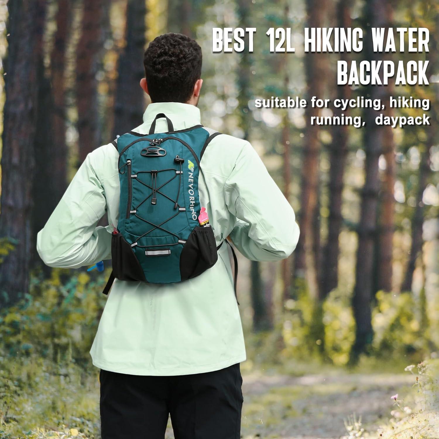 imageLightweight Hydration Backpack Running Backpack with 2L Water Bladder Hydro Water Daypack for Cycling Hiking Rave for Men WomenPlaid Dark blue