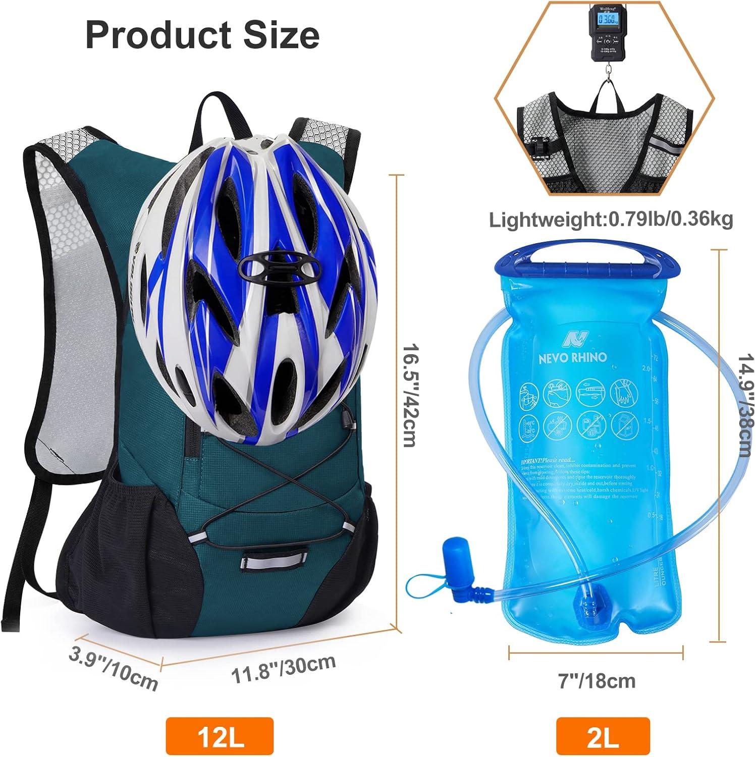 imageLightweight Hydration Backpack Running Backpack with 2L Water Bladder Hydro Water Daypack for Cycling Hiking Rave for Men WomenPlaid Dark blue