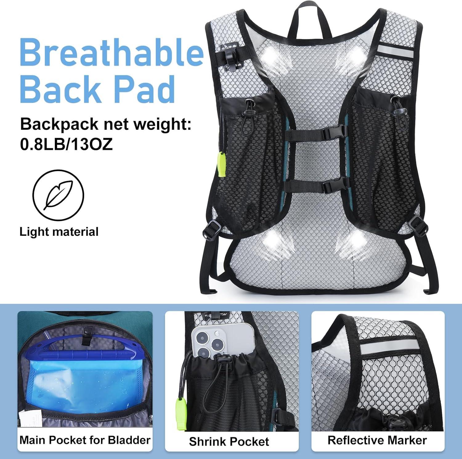 imageLightweight Hydration Backpack Running Backpack with 2L Water Bladder Hydro Water Daypack for Cycling Hiking Rave for Men WomenPlaid Dark blue