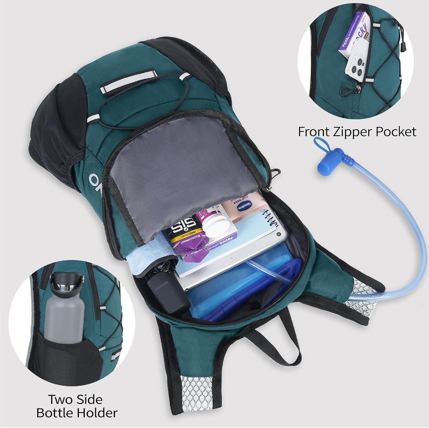 imageLightweight Hydration Backpack Running Backpack with 2L Water Bladder Hydro Water Daypack for Cycling Hiking Rave for Men WomenPlaid Dark blue