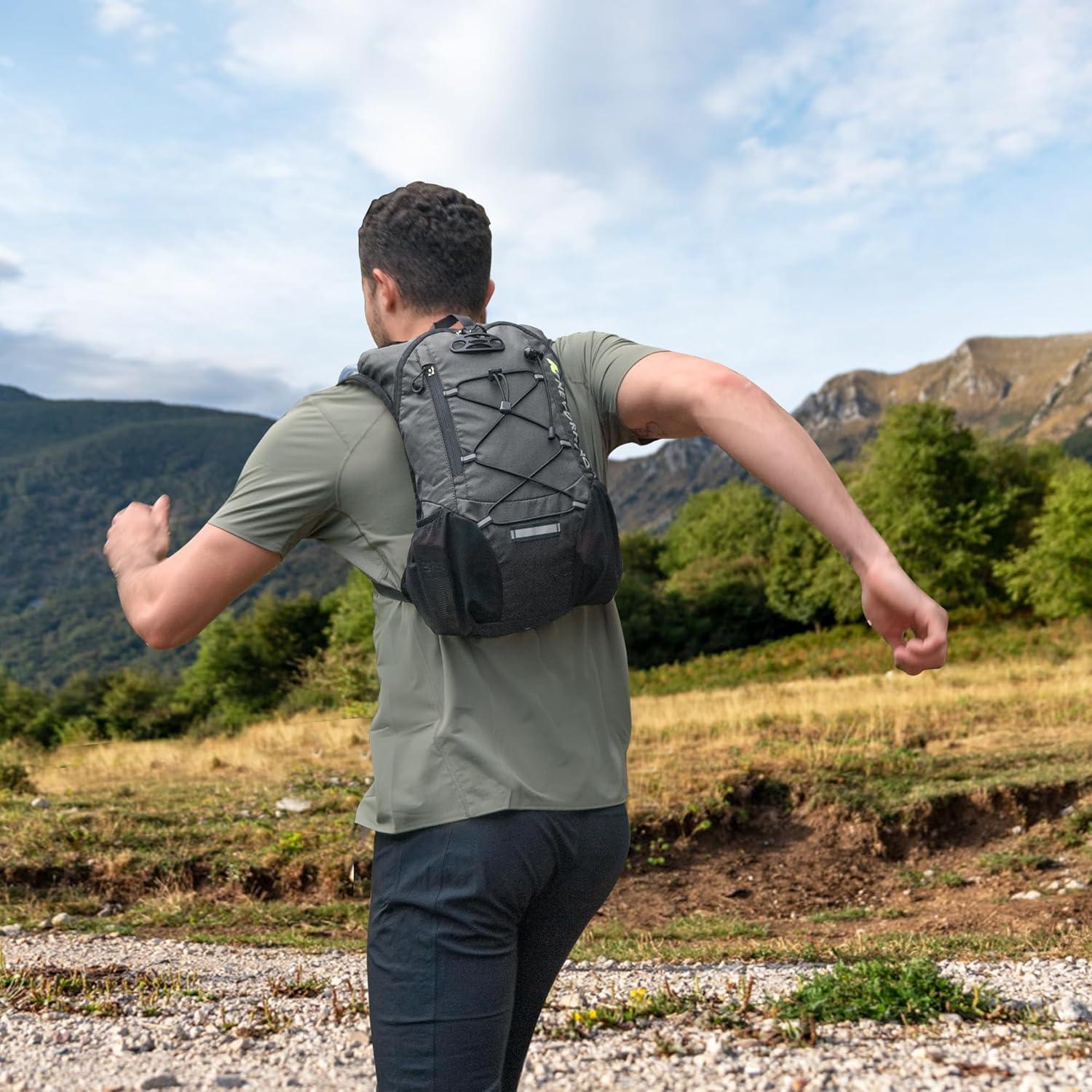 imageLightweight Hydration Backpack Running Backpack with 2L Water Bladder Hydro Water Daypack for Cycling Hiking Rave for Men WomenPlaid Dark gray