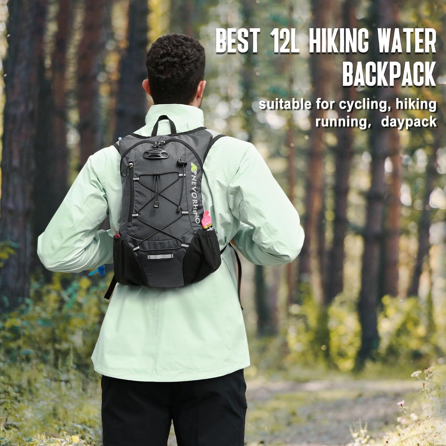imageLightweight Hydration Backpack Running Backpack with 2L Water Bladder Hydro Water Daypack for Cycling Hiking Rave for Men WomenPlaid Dark gray