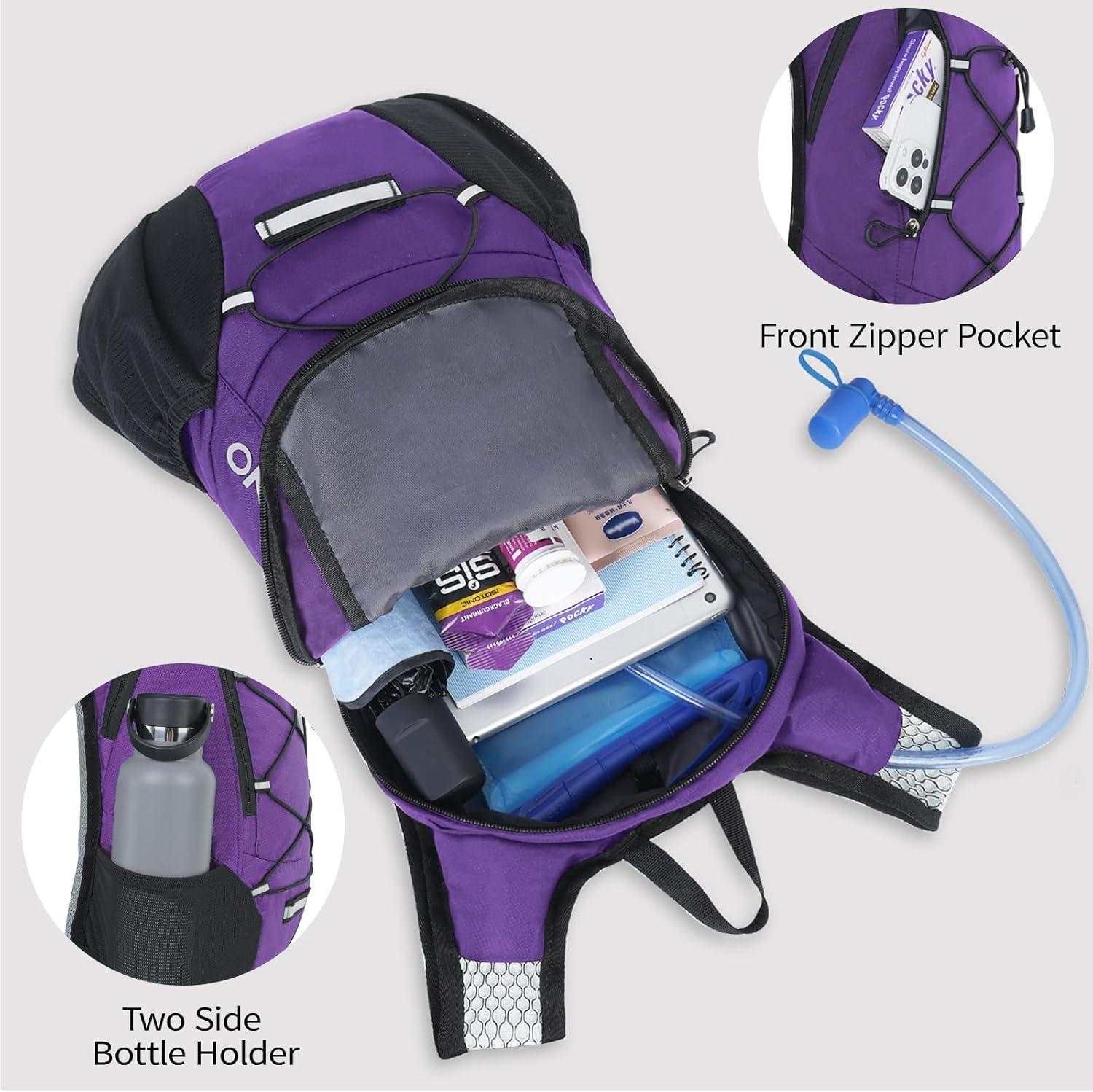 imageLightweight Hydration Backpack Running Backpack with 2L Water Bladder Hydro Water Daypack for Cycling Hiking Rave for Men WomenPurple