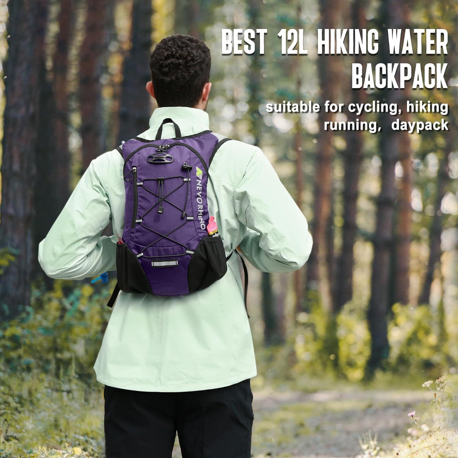 imageLightweight Hydration Backpack Running Backpack with 2L Water Bladder Hydro Water Daypack for Cycling Hiking Rave for Men WomenPurple