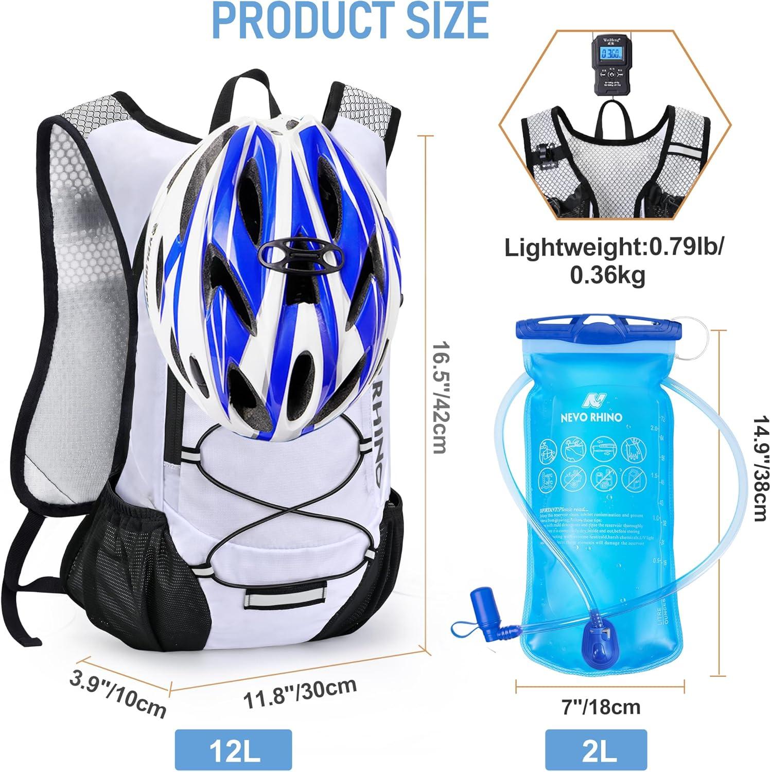 imageLightweight Hydration Backpack Running Backpack with 2L Water Bladder Hydro Water Daypack for Cycling Hiking Rave for Men WomenWhite