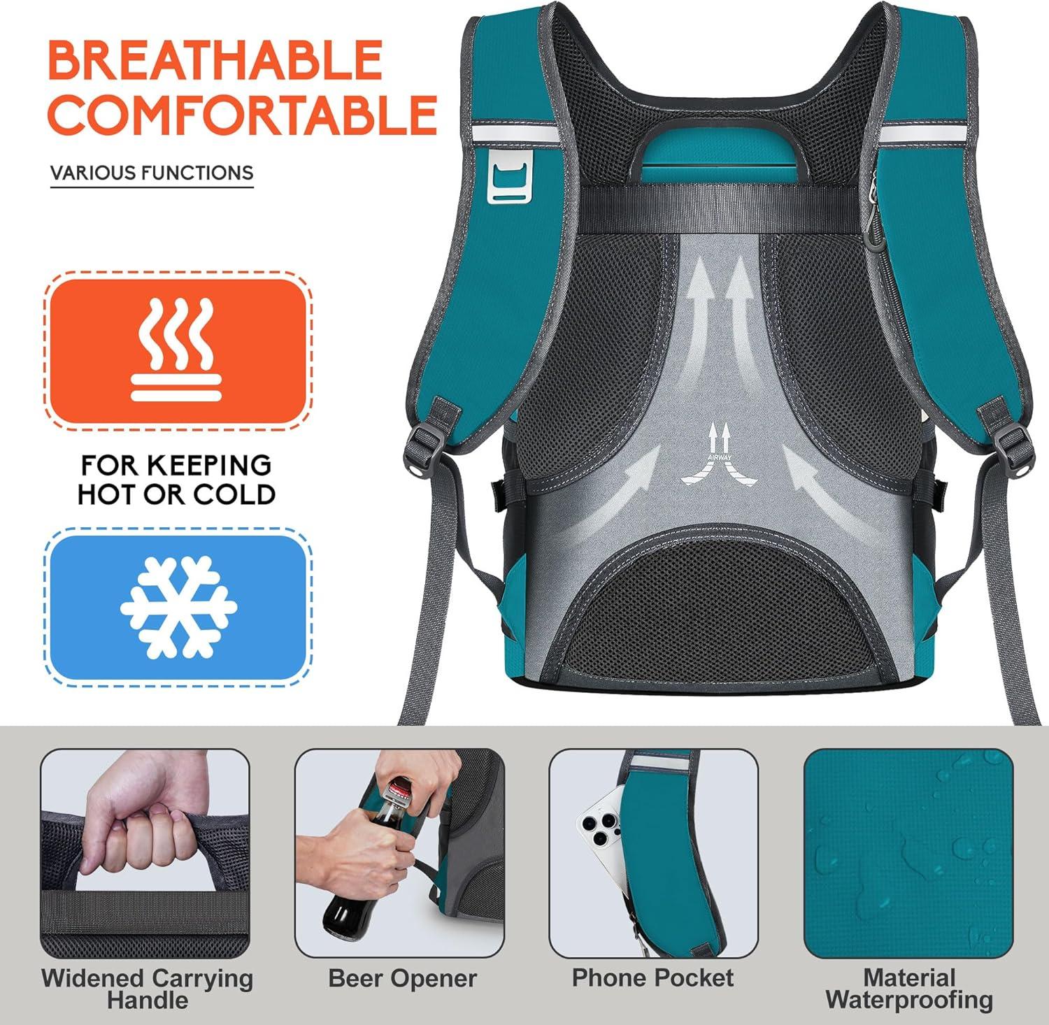 imageN NEVO RHINO Backpack Coolers Insulated Leak Proof 3654 CansPortable Lightweight Waterproof Insulated Cooler Backpack for Men ampamp Women Ideal for CampingTravelBeachPicnicsLunch ampamp Day Trips2025Green36Cans