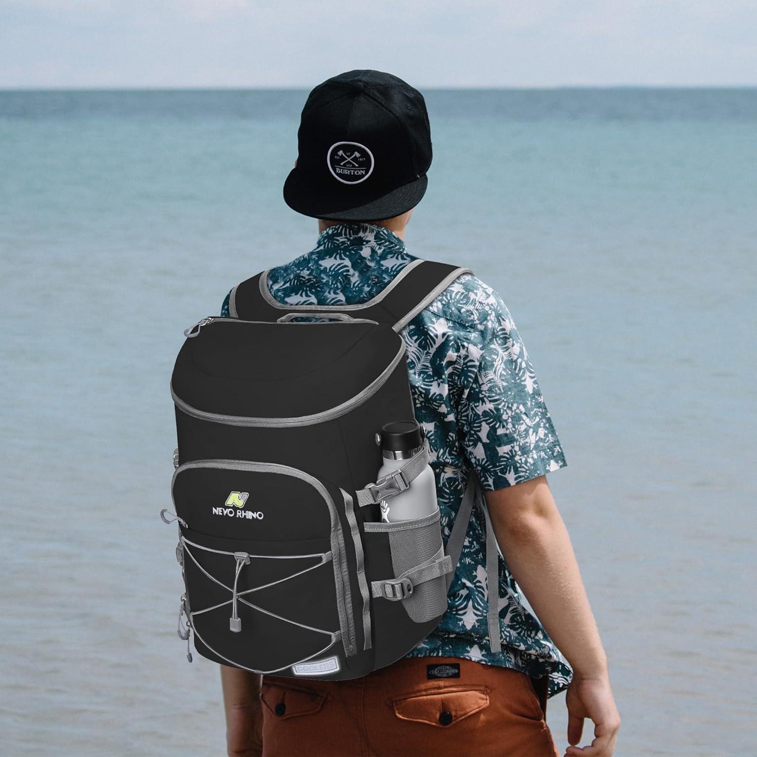 imageN NEVO RHINO Backpack Coolers Insulated Leak Proof 3654 CansPortable Lightweight Waterproof Insulated Cooler Backpack for Men ampamp Women Ideal for CampingTravelBeachPicnicsLunch ampamp Day Trips2025Black36Cans
