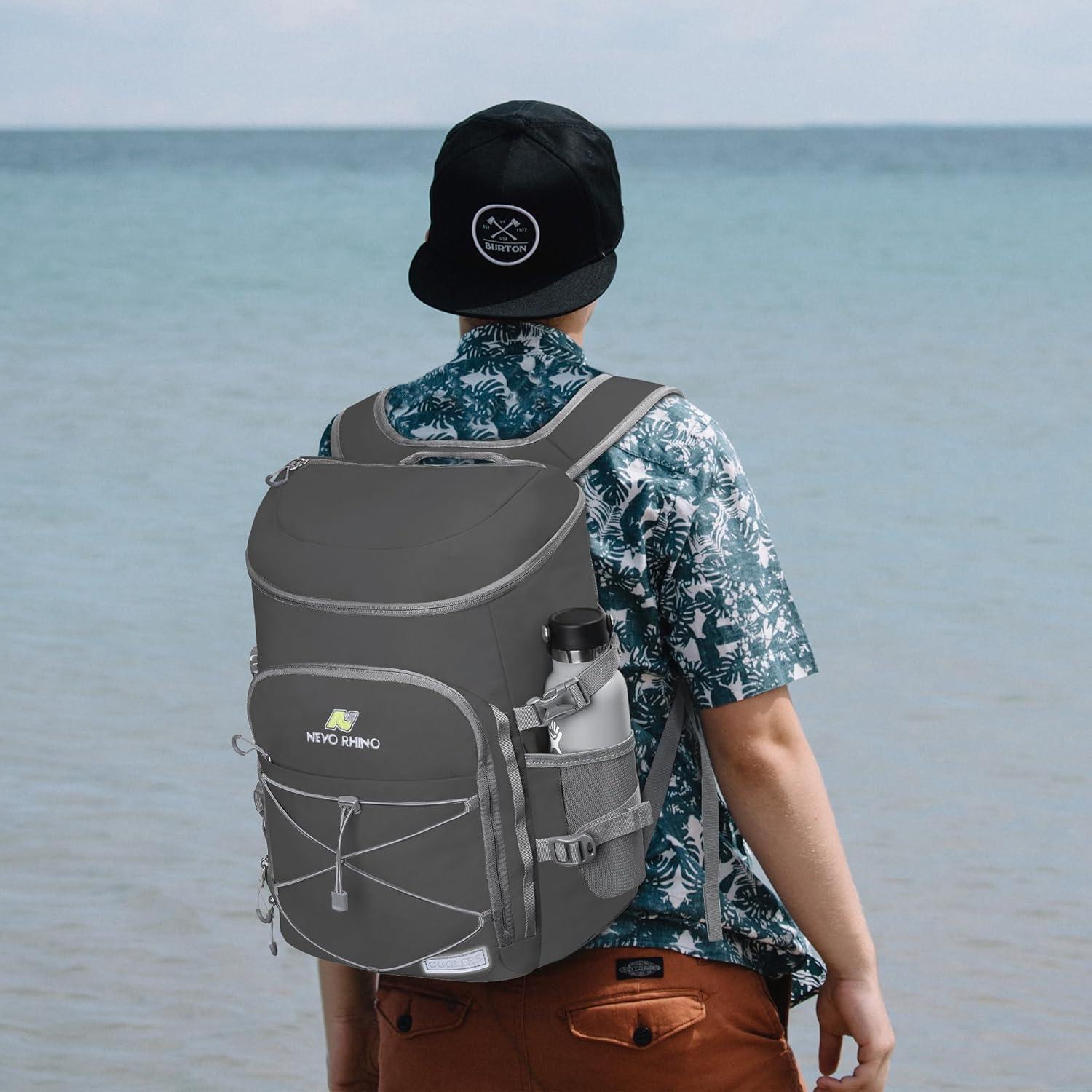 imageN NEVO RHINO Backpack Coolers Insulated Leak Proof 3654 CansPortable Lightweight Waterproof Insulated Cooler Backpack for Men ampamp Women Ideal for CampingTravelBeachPicnicsLunch ampamp Day Trips2025Dark Gray36Cans