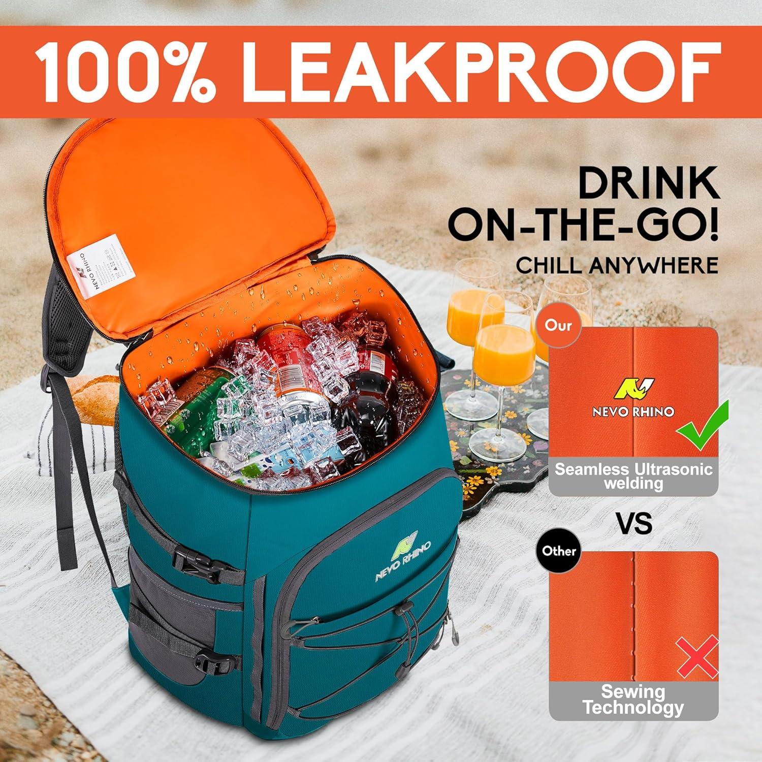 imageN NEVO RHINO Backpack Coolers Insulated Leak Proof 3654 CansPortable Lightweight Waterproof Insulated Cooler Backpack for Men ampamp Women Ideal for CampingTravelBeachPicnicsLunch ampamp Day Trips2025Green36Cans