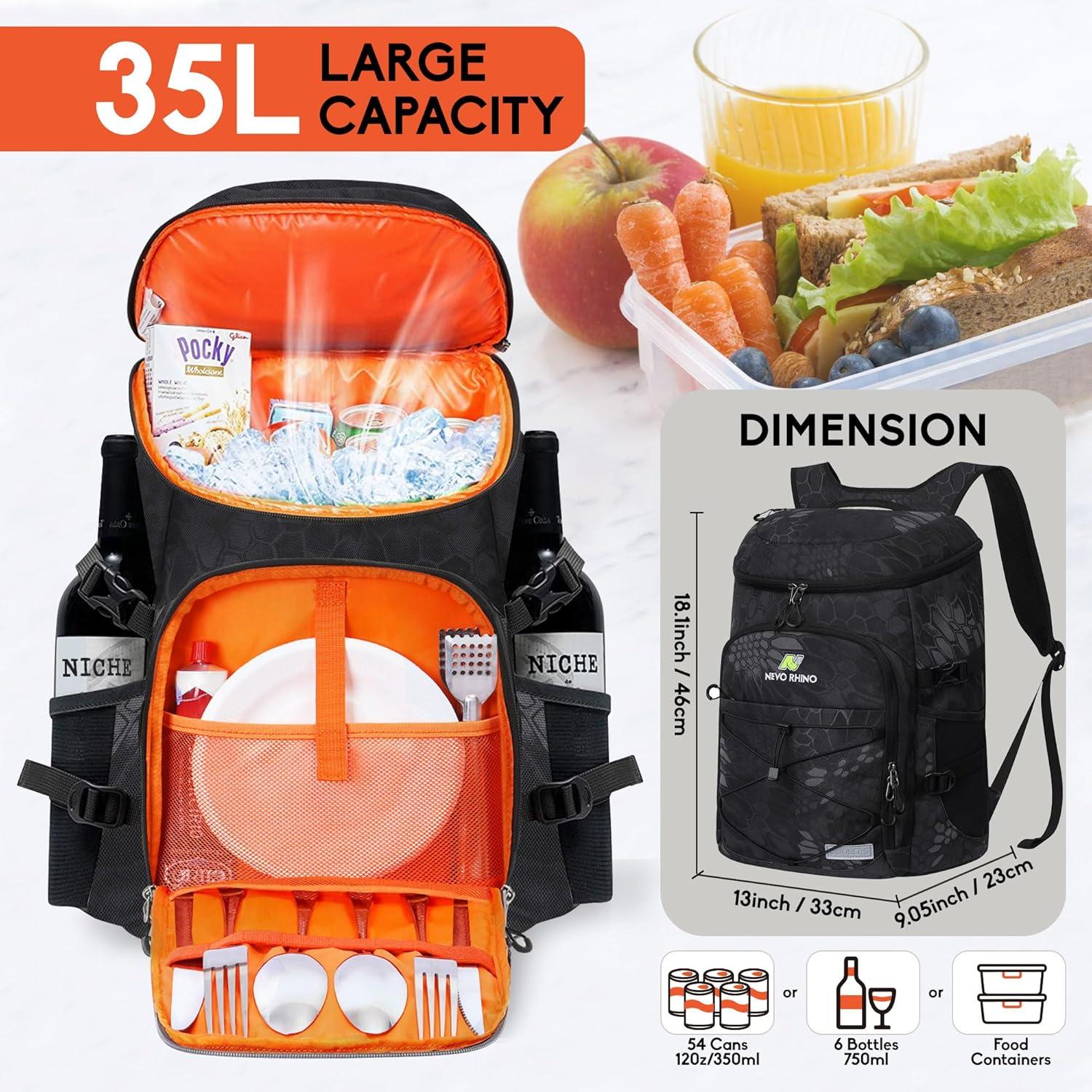 imageN NEVO RHINO Backpack Coolers Insulated Leak Proof 3654 CansPortable Lightweight Waterproof Insulated Cooler Backpack for Men ampamp Women Ideal for CampingTravelBeachPicnicsLunch ampamp Day TripsSnake