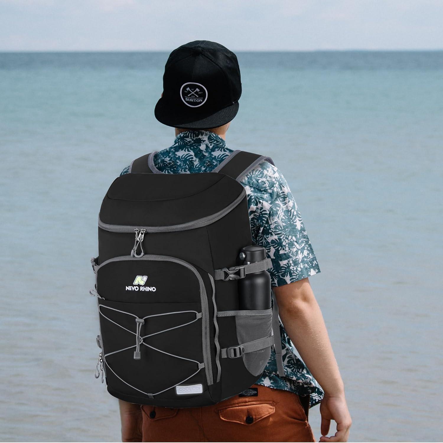 imageN NEVO RHINO Backpack Coolers Insulated Leak Proof 3654 CansPortable Lightweight Waterproof Insulated Cooler Backpack for Men ampamp Women Ideal for CampingTravelBeachPicnicsLunch ampamp Day Tripsblack