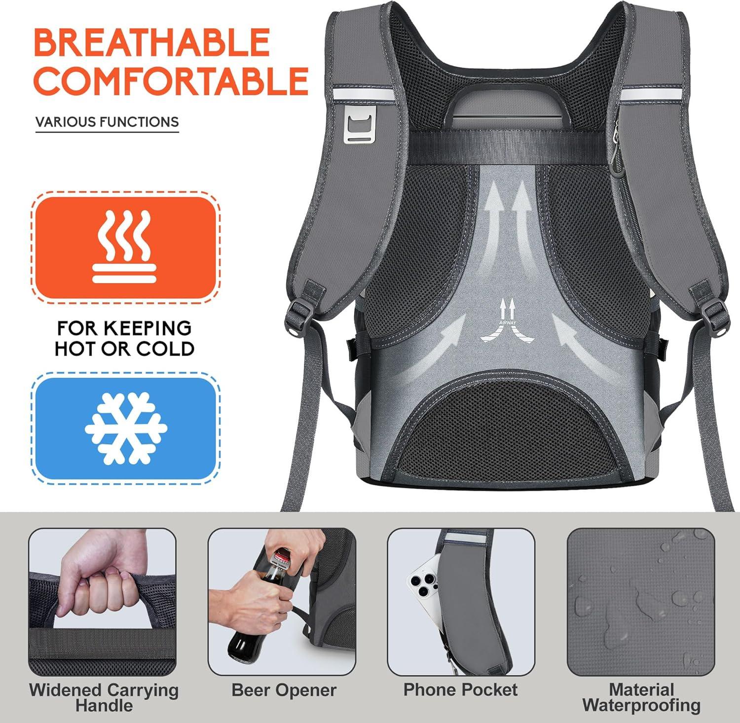 imageN NEVO RHINO Backpack Coolers Insulated Leak Proof 3654 CansPortable Lightweight Waterproof Insulated Cooler Backpack for Men ampamp Women Ideal for CampingTravelBeachPicnicsLunch ampamp Day Trips2025Dark Gray36Cans