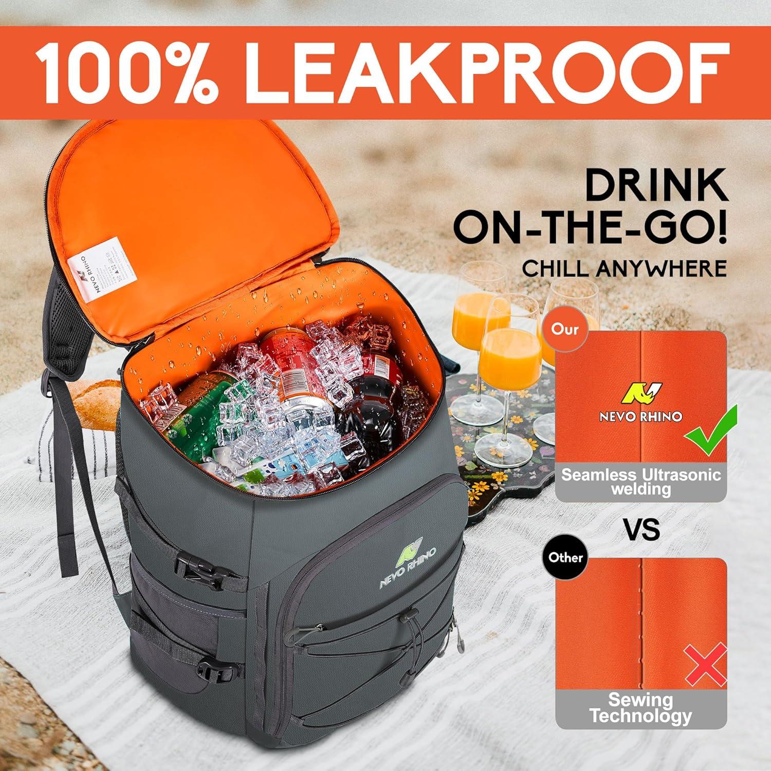 imageN NEVO RHINO Backpack Coolers Insulated Leak Proof 3654 CansPortable Lightweight Waterproof Insulated Cooler Backpack for Men ampamp Women Ideal for CampingTravelBeachPicnicsLunch ampamp Day Trips2025Dark Gray36Cans