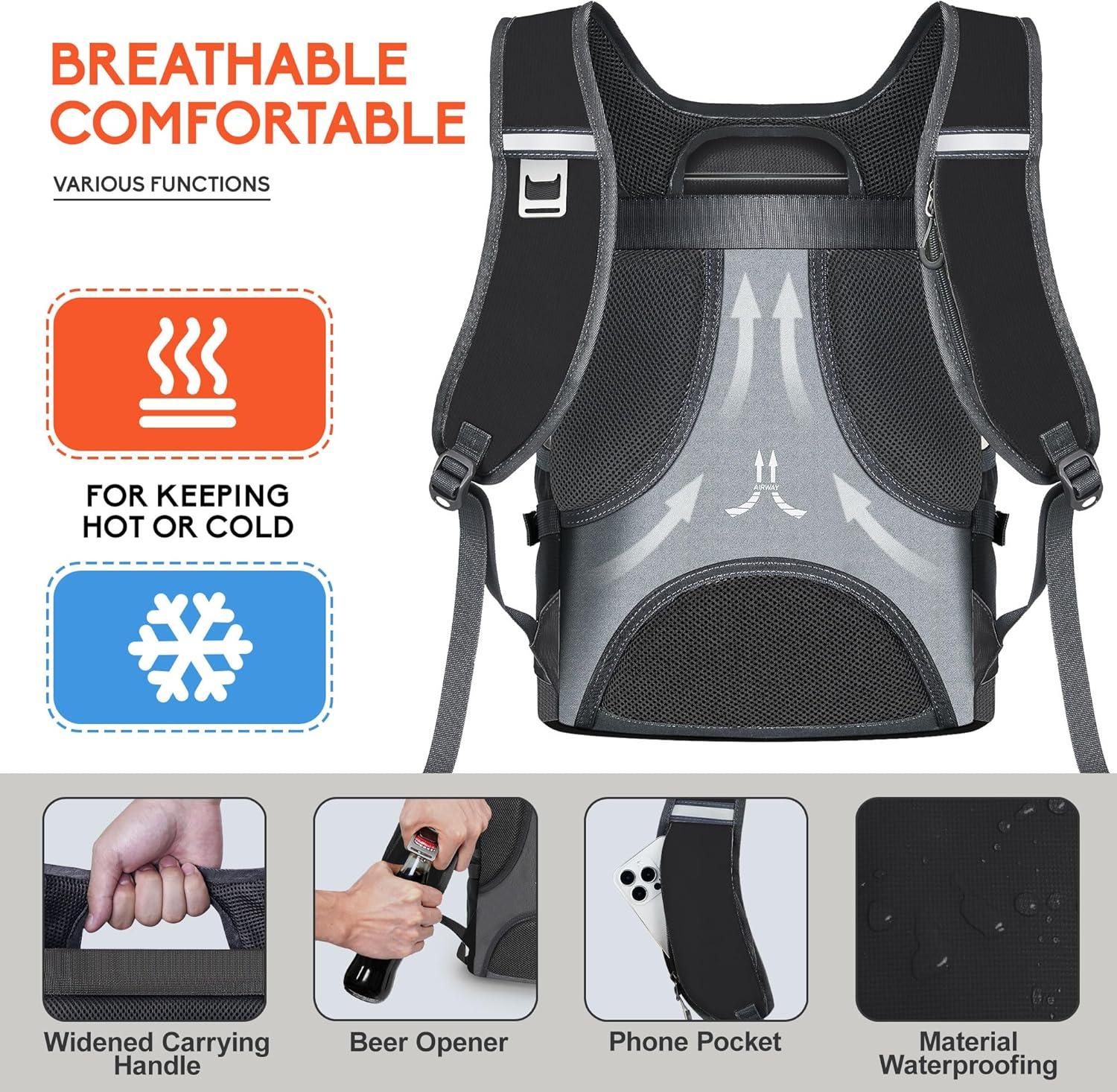 imageN NEVO RHINO Backpack Coolers Insulated Leak Proof 3654 CansPortable Lightweight Waterproof Insulated Cooler Backpack for Men ampamp Women Ideal for CampingTravelBeachPicnicsLunch ampamp Day Trips2025Black36Cans