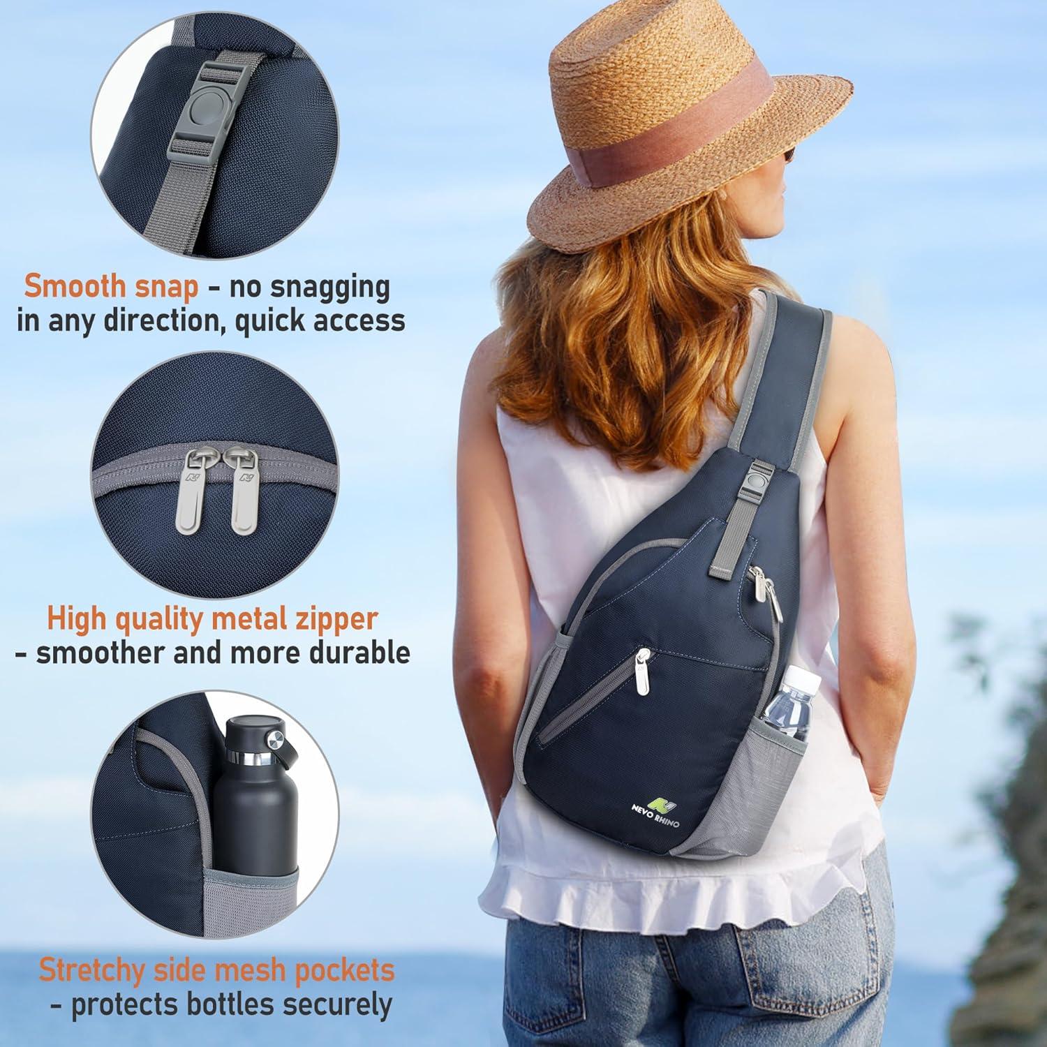imageN NEVO RHINO Crossbody Sling Backpack Small Sling Bag Hiking Daypack Chest Bag Travel Shoulder Bags with Antitheft Pocket Royal Blue