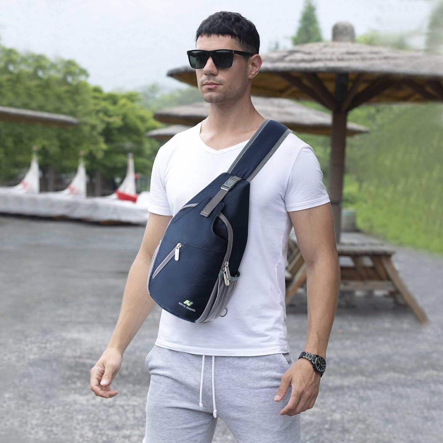 imageN NEVO RHINO Crossbody Sling Backpack Small Sling Bag Hiking Daypack Chest Bag Travel Shoulder Bags with Antitheft Pocket Royal Blue