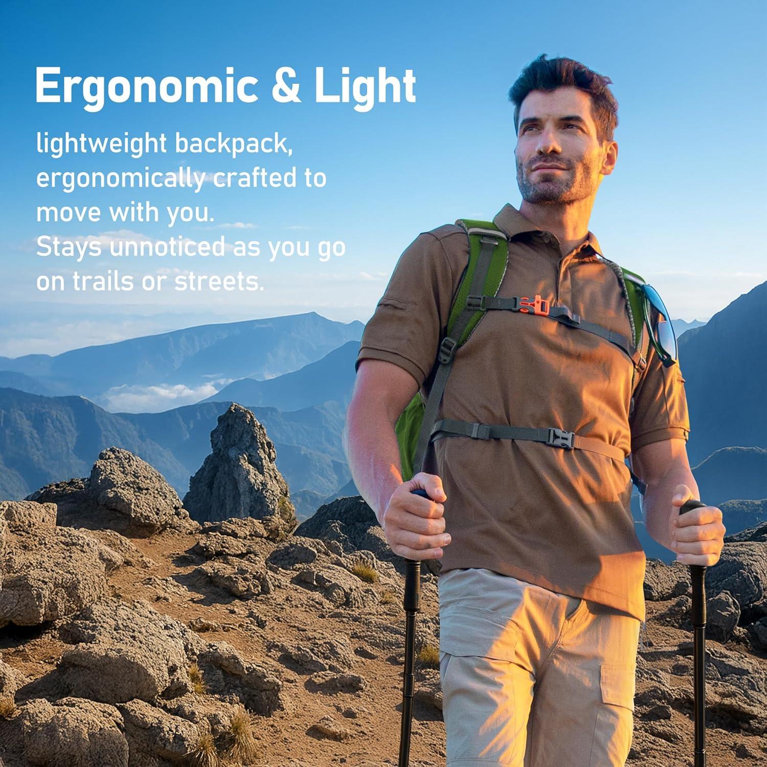 imageN NEVO RHINO Hiking Backpack 20L Water Resistant Outdoor Day PackLightweight Travel Small Backpack for Men WomenArmygreen