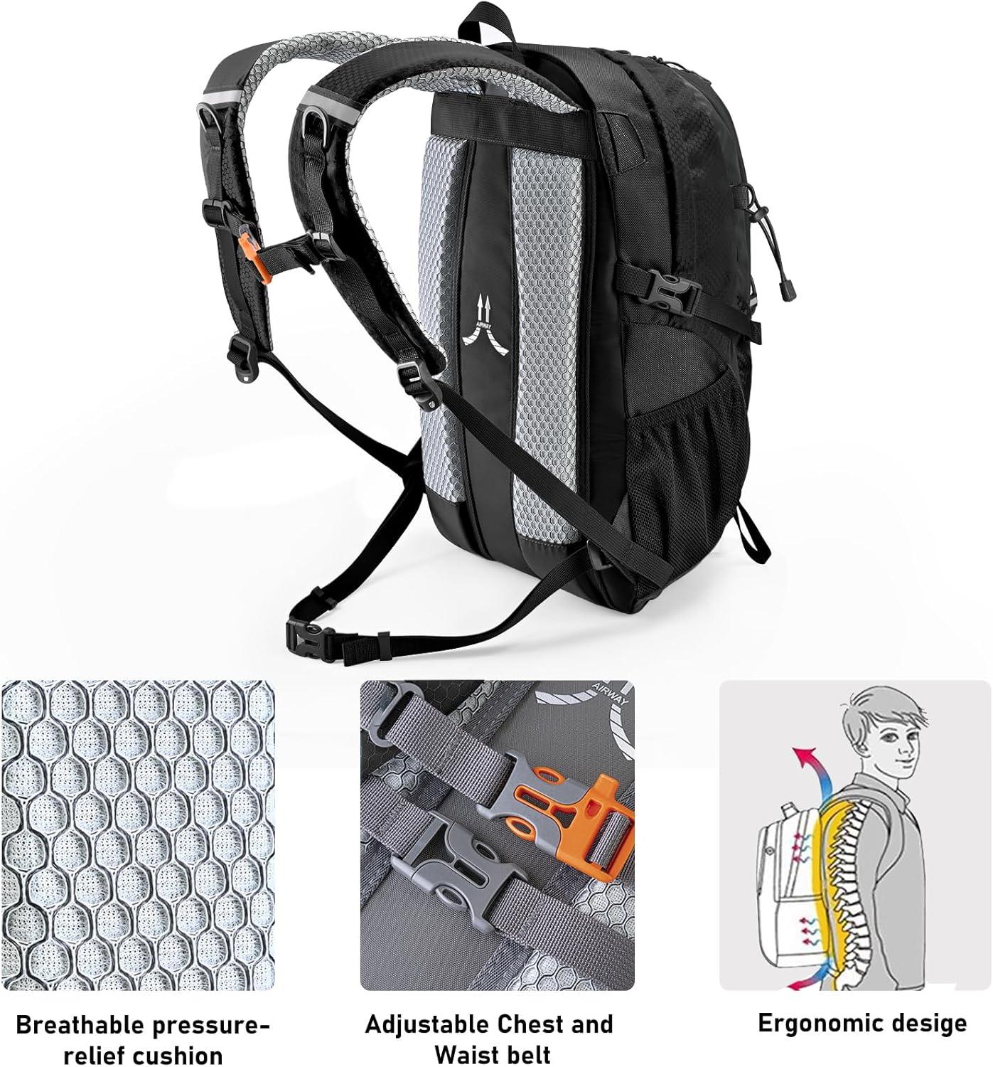 imageN NEVO RHINO Hiking Backpack 20L Water Resistant Outdoor Day PackLightweight Travel Small Backpack for Men WomenBlack