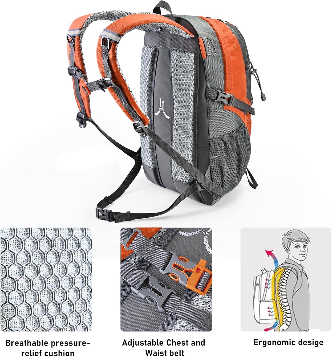 imageN NEVO RHINO Hiking Backpack 20L Water Resistant Outdoor Day PackLightweight Travel Small Backpack for Men WomenOrange