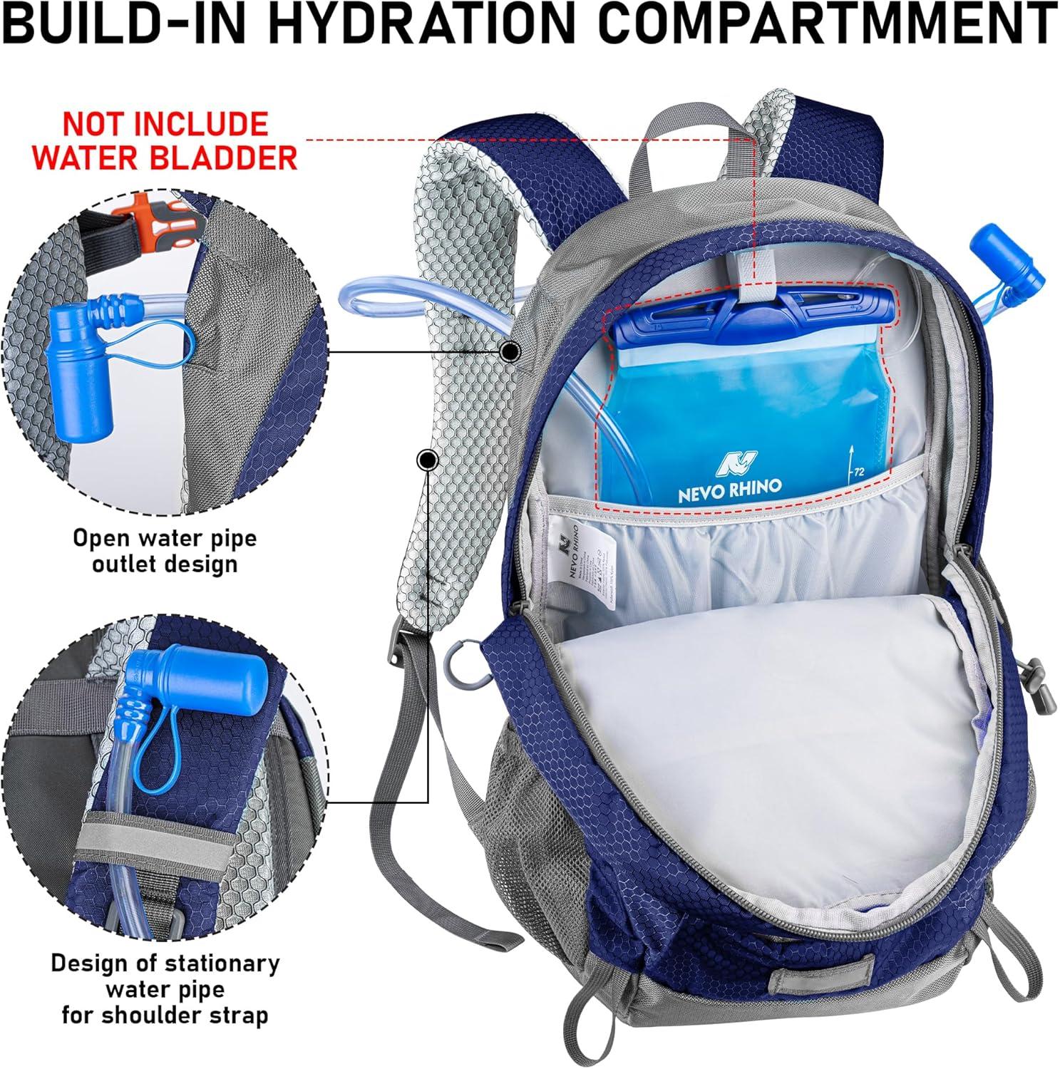 imageN NEVO RHINO Hiking Backpack 20L Water Resistant Outdoor Day PackLightweight Travel Small Backpack for Men WomenRoyalblue
