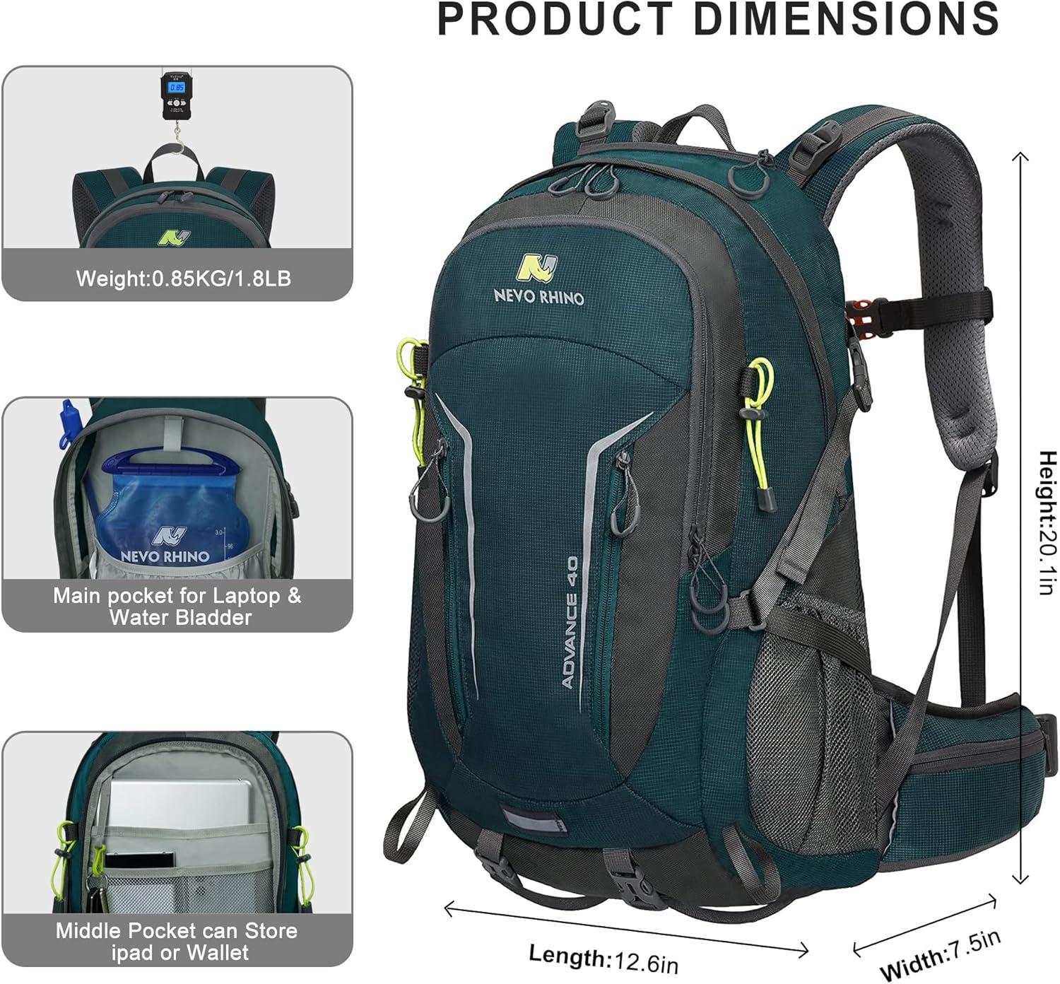imageN NEVO RHINO Hiking Backpack 40L Waterproof Outdoor Day Pack Lightweight Camping Travel Backpack for Men Women