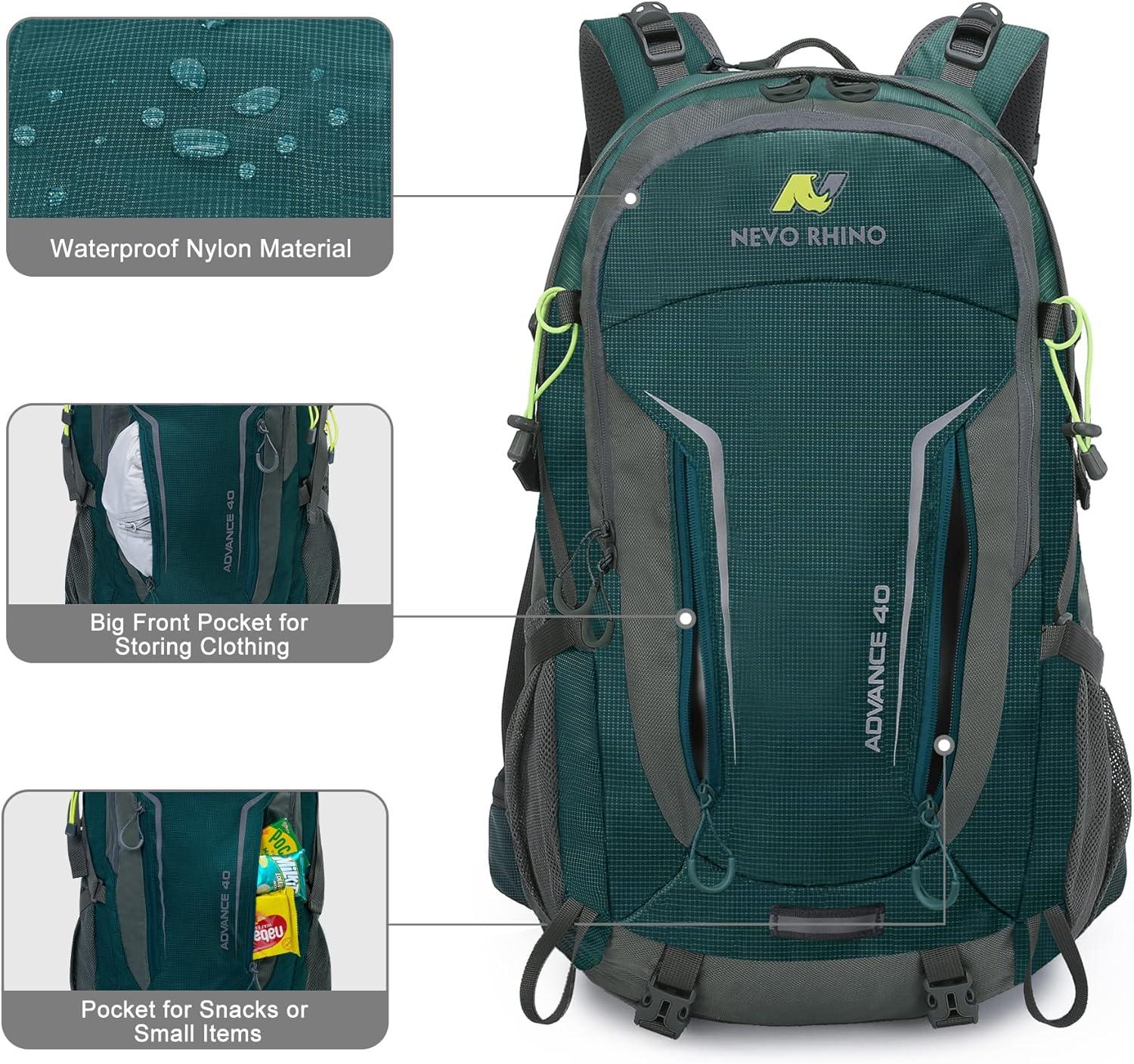 imageN NEVO RHINO Hiking Backpack 40L Waterproof Outdoor Day Pack Lightweight Camping Travel Backpack for Men Women