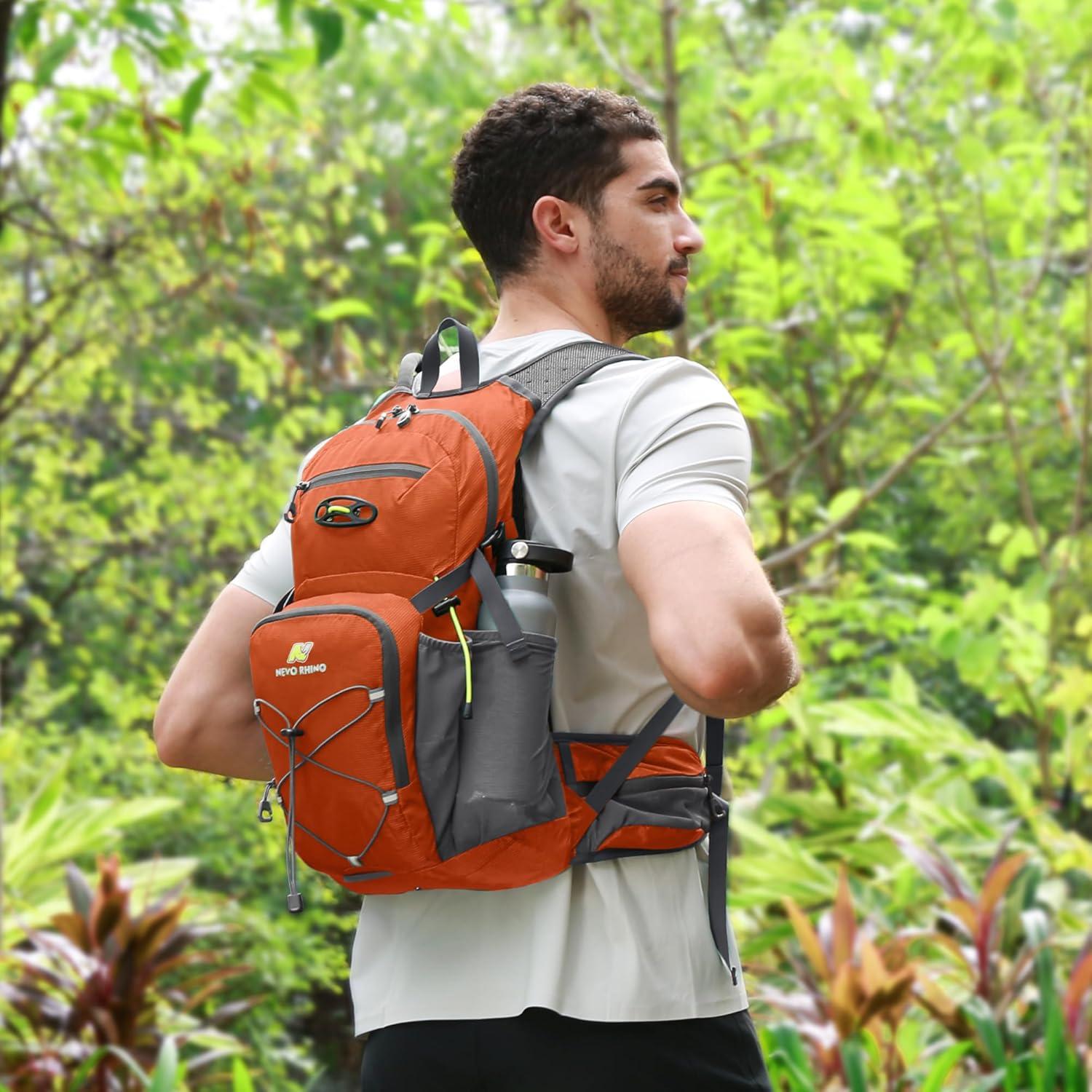imageN NEVO RHINO Hydration Backpack 18L Multipurpose Hiking Backpack with 3L Water Bladder Water Backpack Insulated Hydration Pack Ideal for Hiking and CyclingOrange