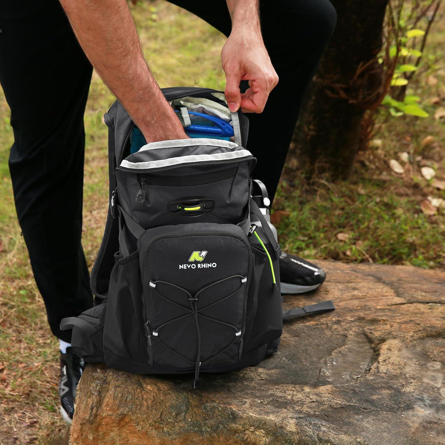 imageN NEVO RHINO Hydration Backpack 18L Multipurpose Hiking Backpack with 3L Water Bladder Water Backpack Insulated Hydration Pack Ideal for Hiking and CyclingBlack