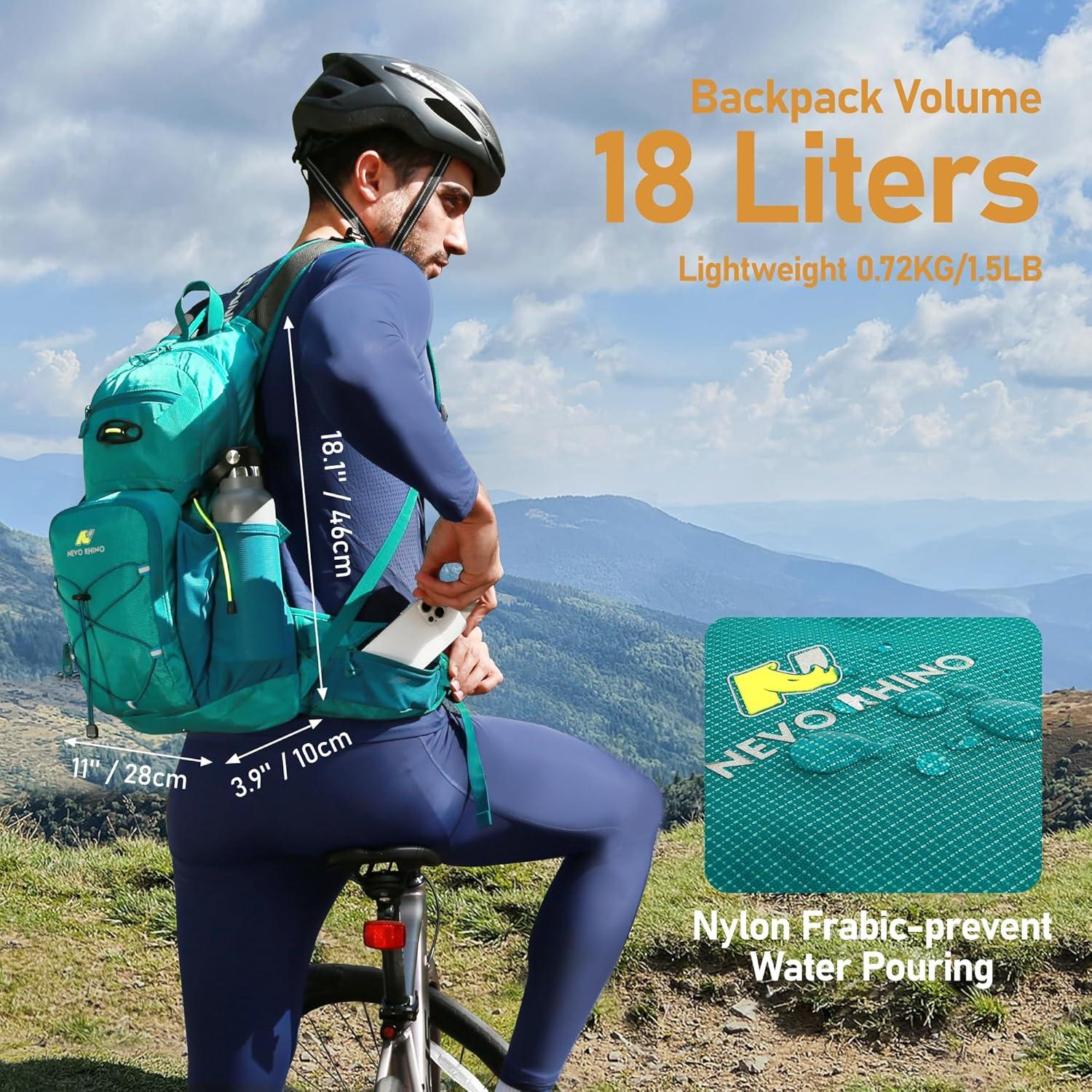 imageN NEVO RHINO Hydration Backpack 18L Multipurpose Hiking Backpack with 3L Water Bladder Water Backpack Insulated Hydration Pack Ideal for Hiking and Cycling04 Green