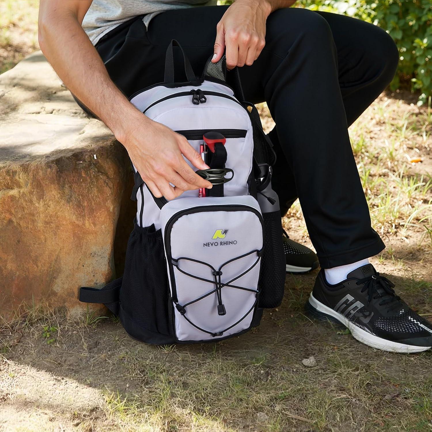 imageN NEVO RHINO Hydration Backpack 18L Multipurpose Hiking Backpack with 3L Water Bladder Water Backpack Insulated Hydration Pack Ideal for Hiking and CyclingWhite