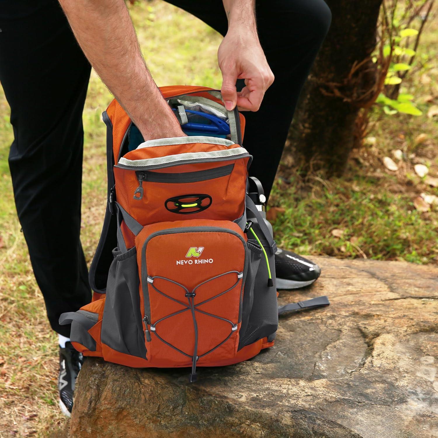 imageN NEVO RHINO Hydration Backpack 18L Multipurpose Hiking Backpack with 3L Water Bladder Water Backpack Insulated Hydration Pack Ideal for Hiking and CyclingOrange