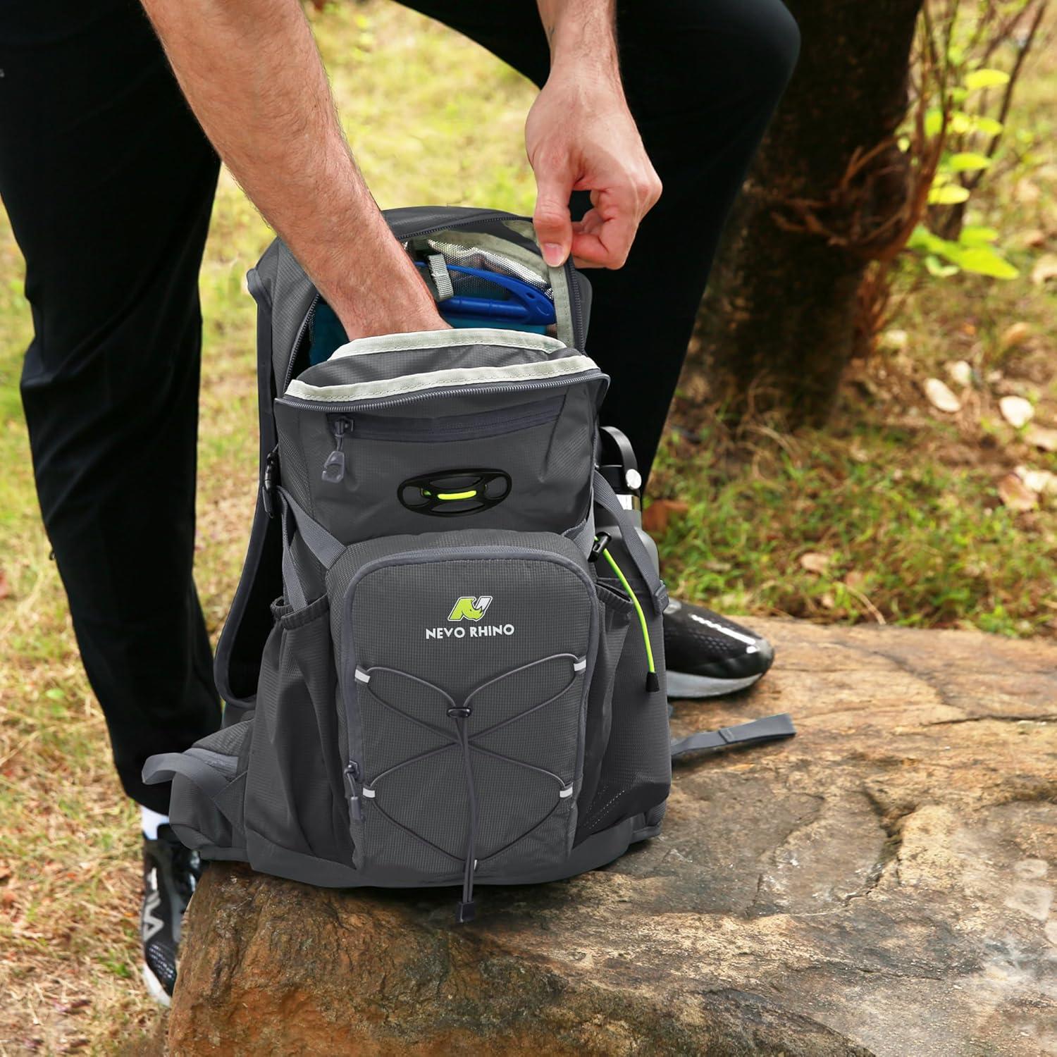 imageN NEVO RHINO Hydration Backpack 18L Multipurpose Hiking Backpack with 3L Water Bladder Water Backpack Insulated Hydration Pack Ideal for Hiking and CyclingGrey